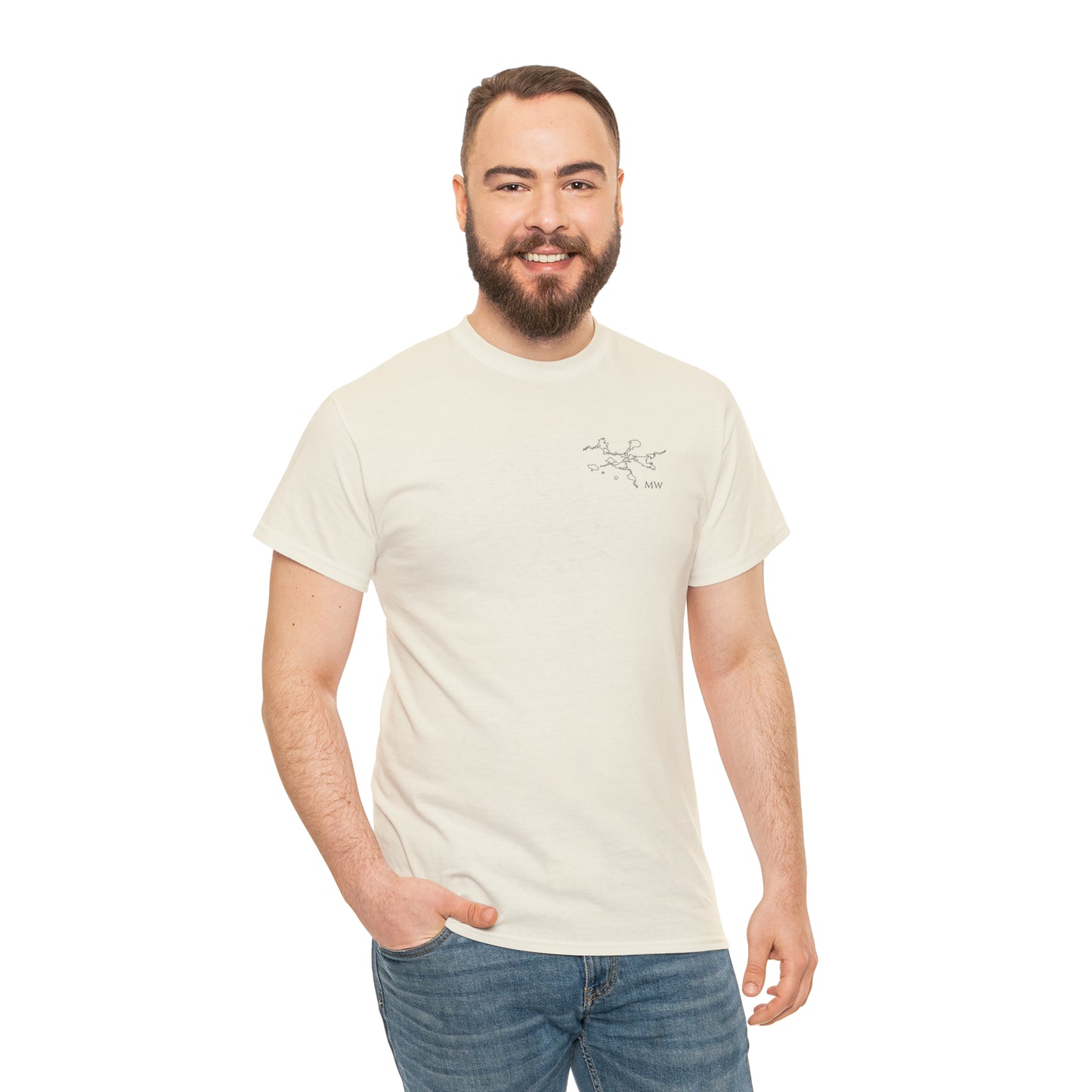 Manitowish Waters Fishing Off Dock - Unisex Heavyweight Short Sleeve Tee