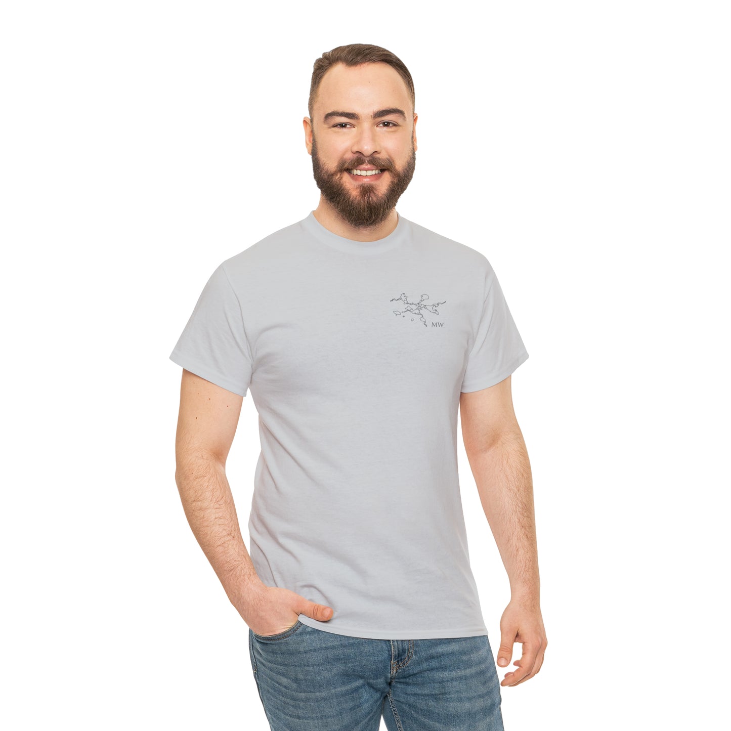 Manitowish Waters Fishing Off Dock - Unisex Heavyweight Short Sleeve Tee