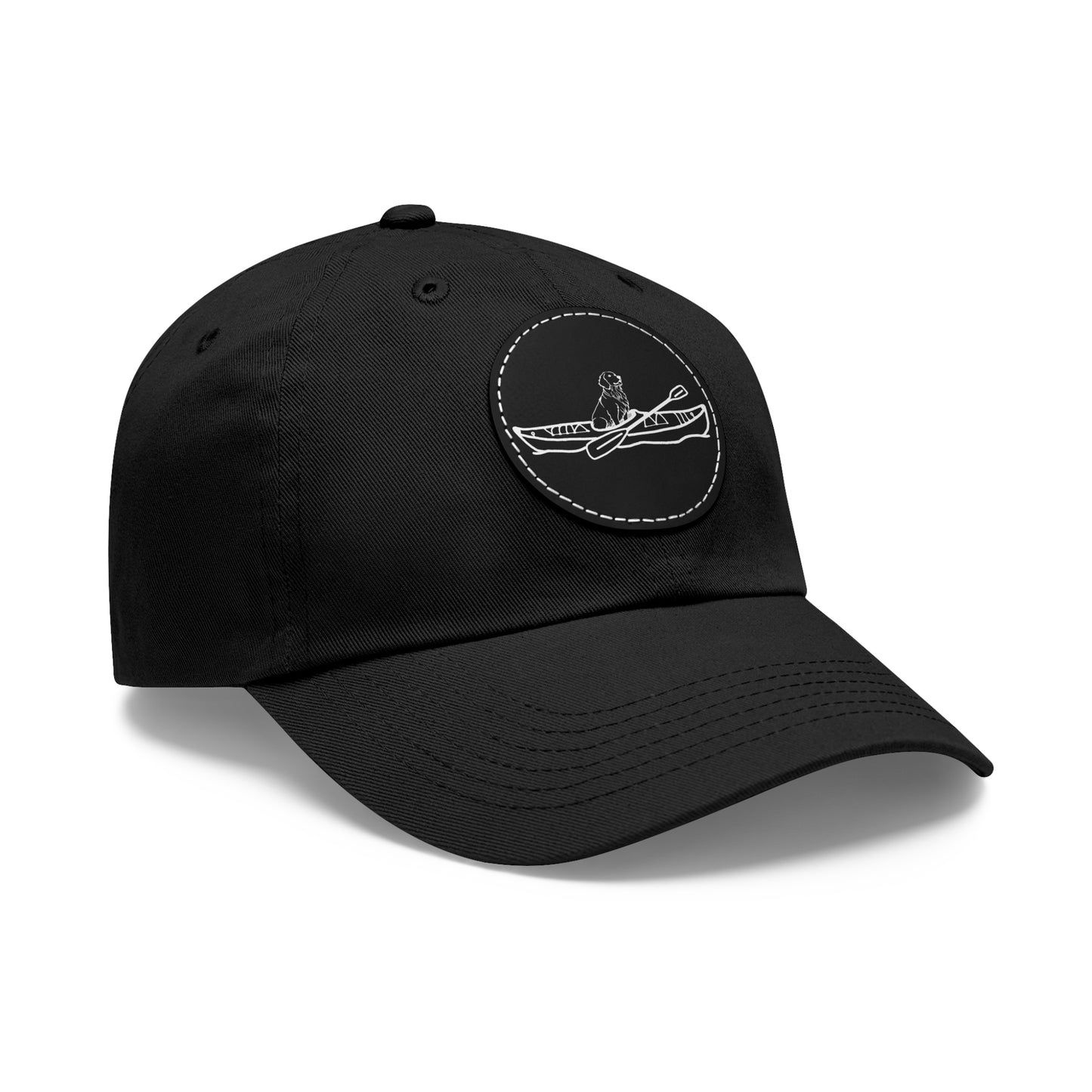 Kayak Dog Golden Retriever - Dad Hat with Leather Patch (Round)