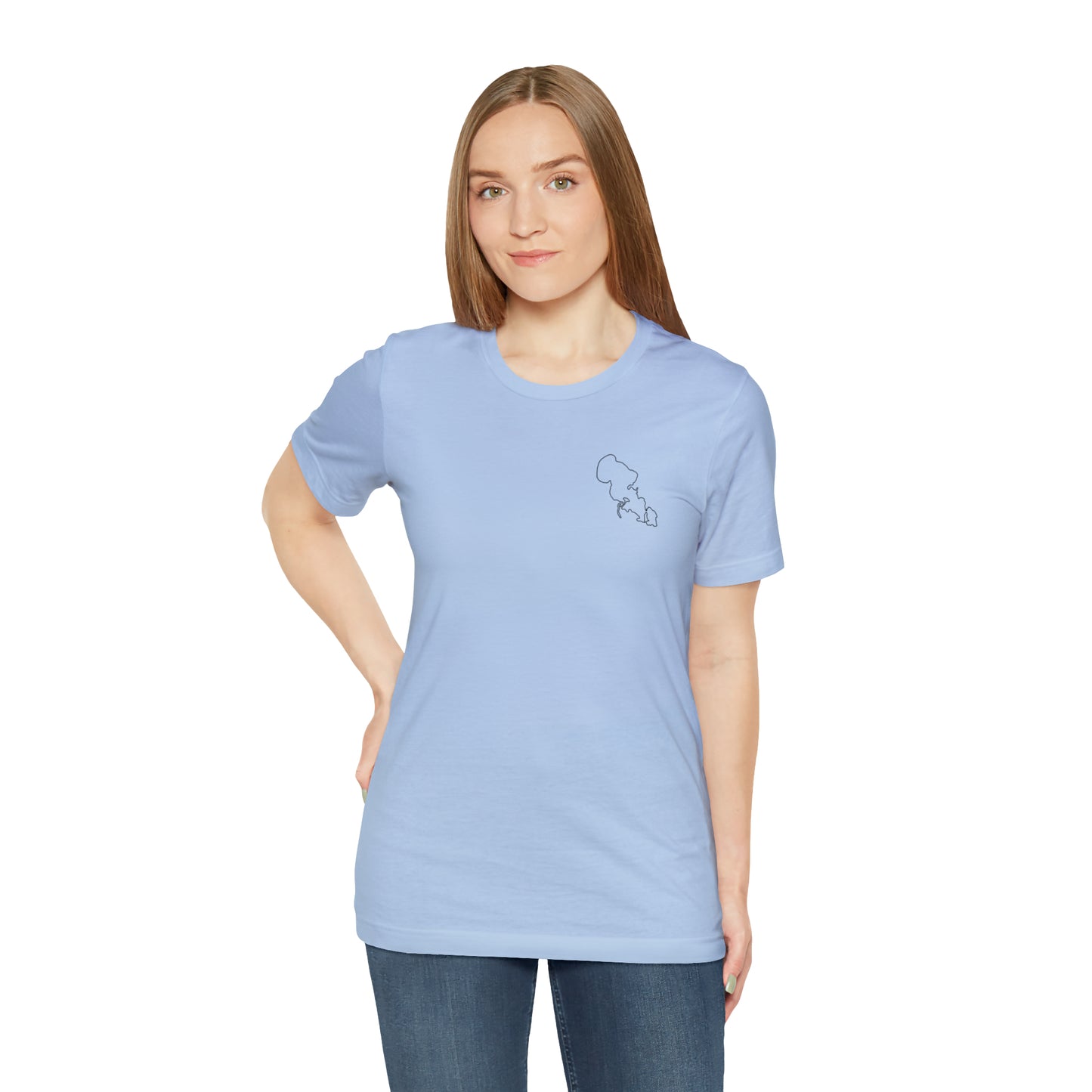Row Boat Dog Fishing Color - Lac LaBelle Unisex Lightweight Short Sleeve Tee