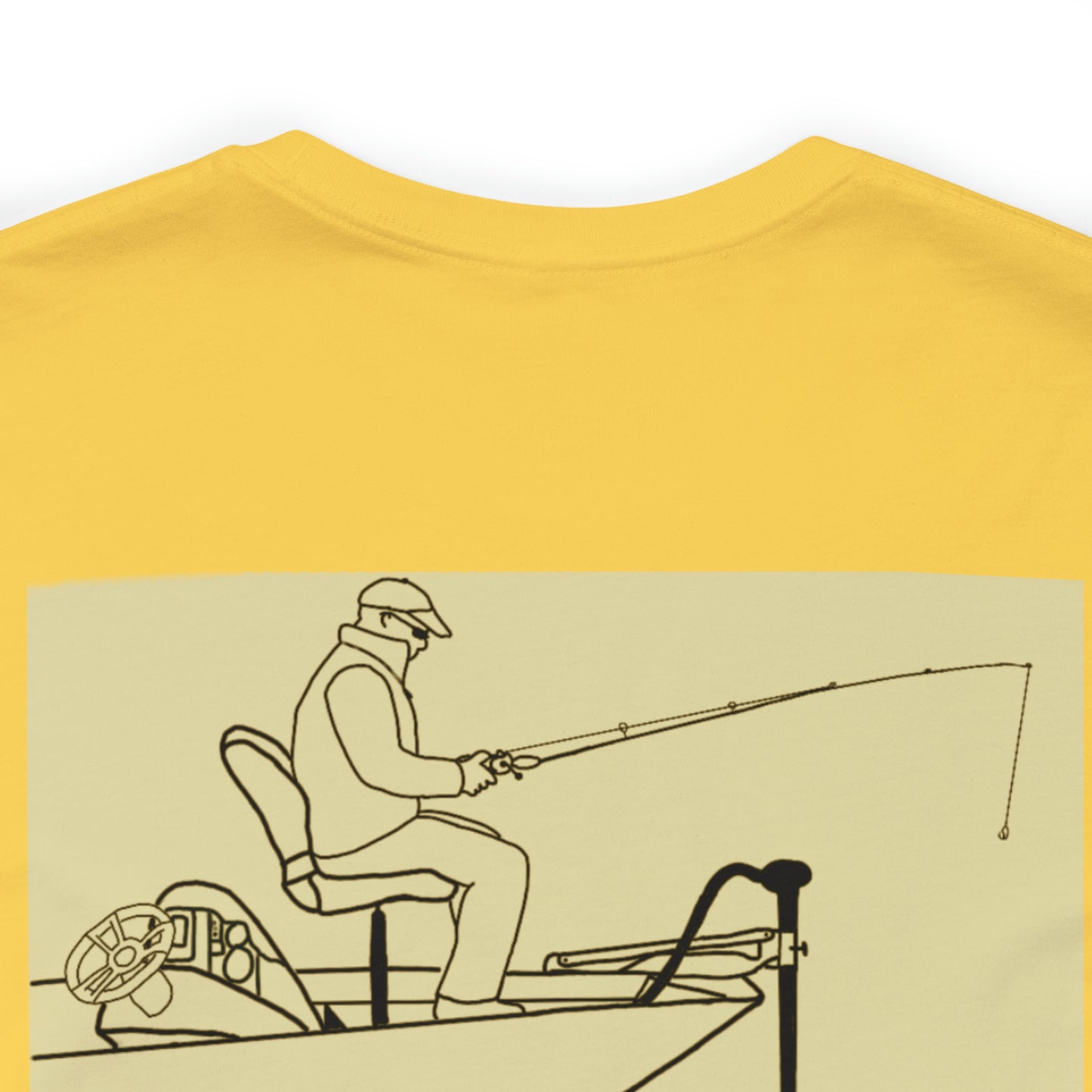 Fowler Lake front, Fishing with Blue Background - Bella & Canvas Unisex Short Sleeve Tee