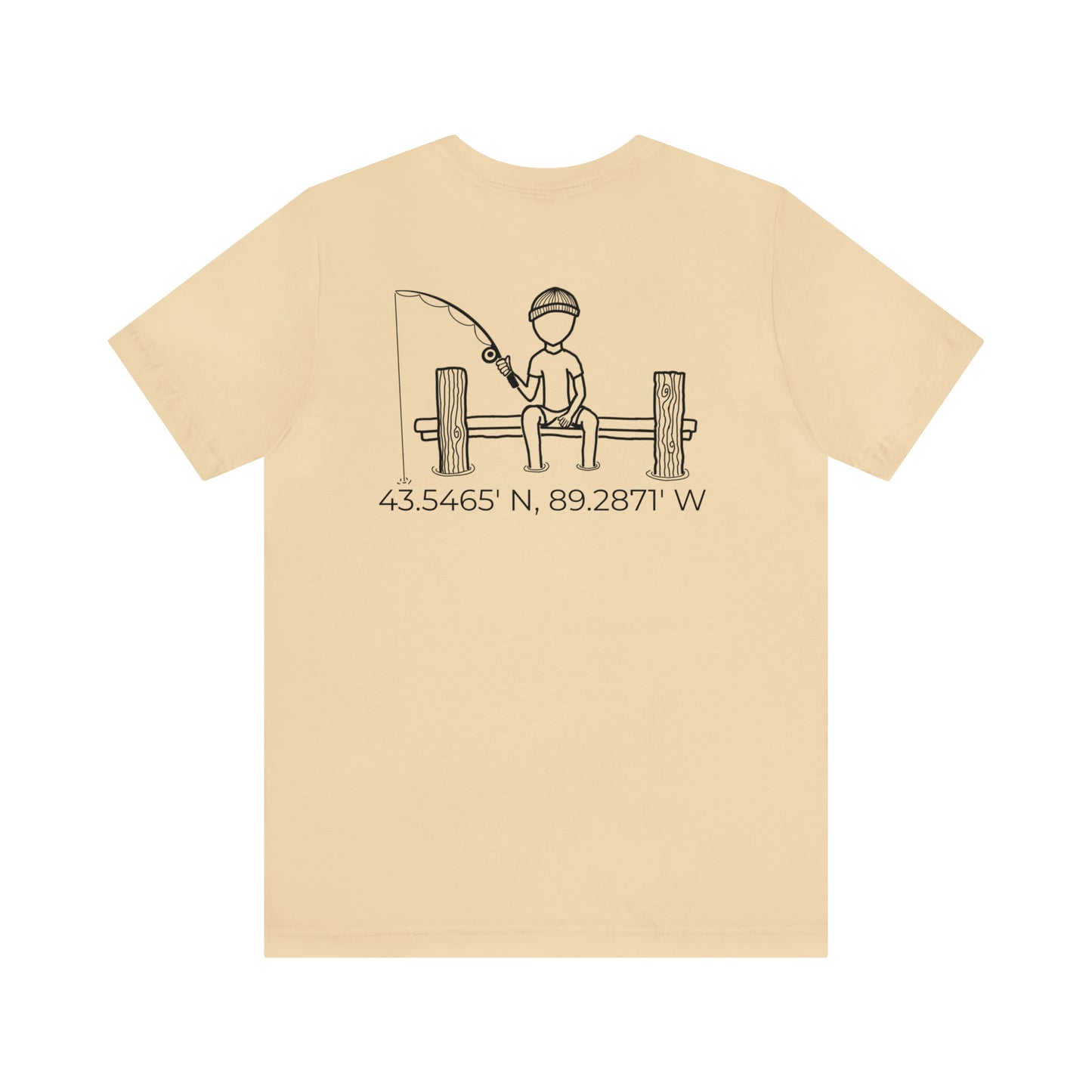 Fishing Off Dock Back - Park Lake Unisex Lightweight Short Sleeve Tee