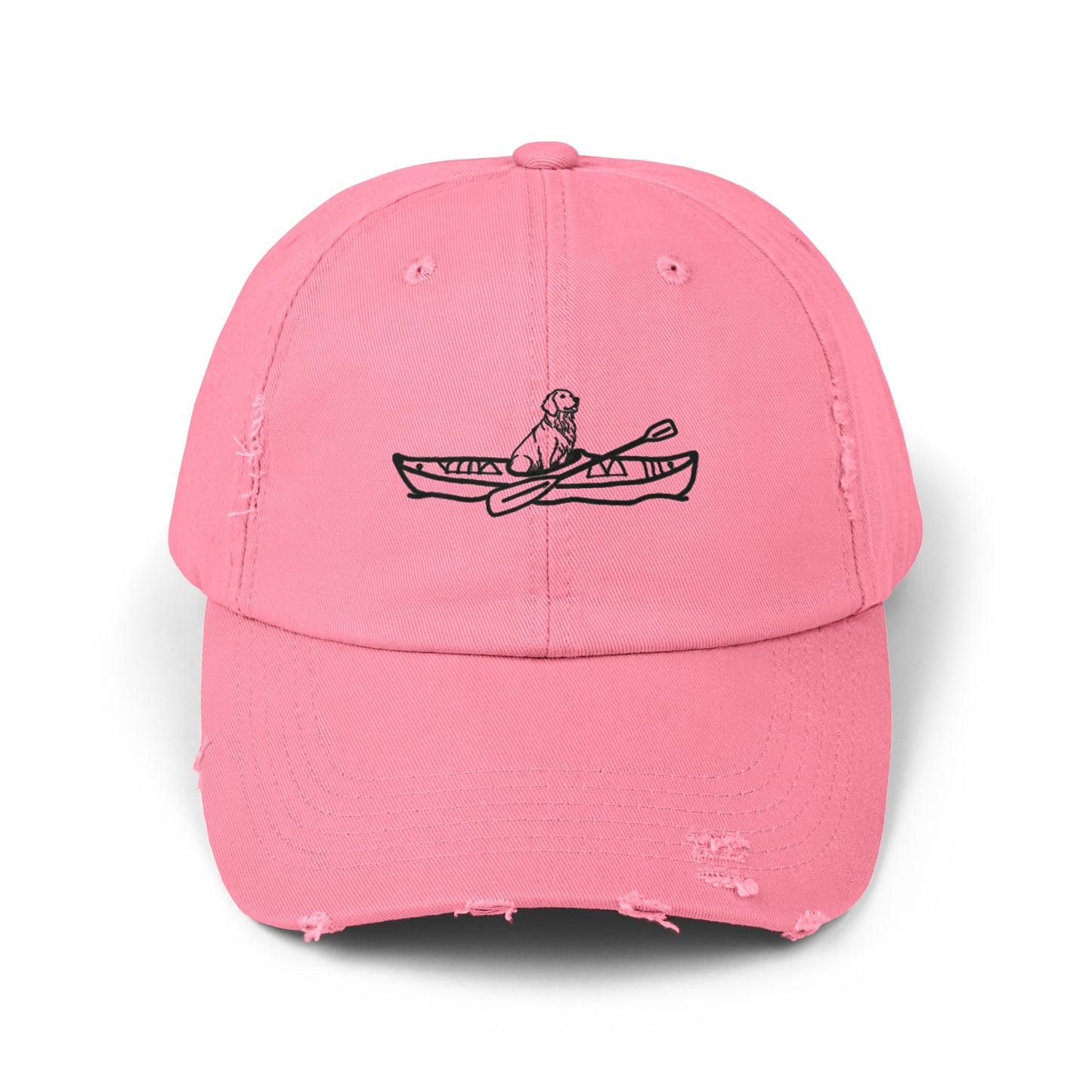 Kayak Dog Golden Retriever Unisex Distressed Cap
