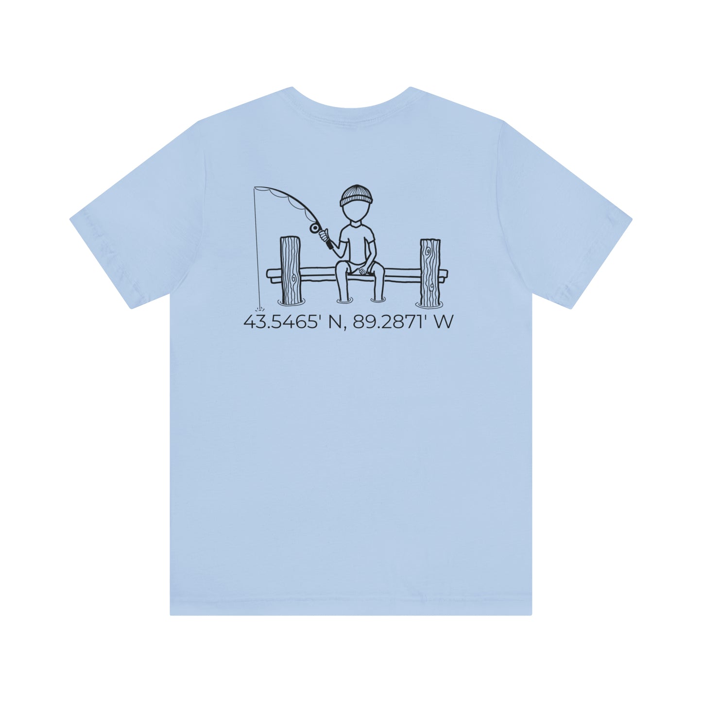 Fishing Off Dock Back - Park Lake Unisex Lightweight Short Sleeve Tee