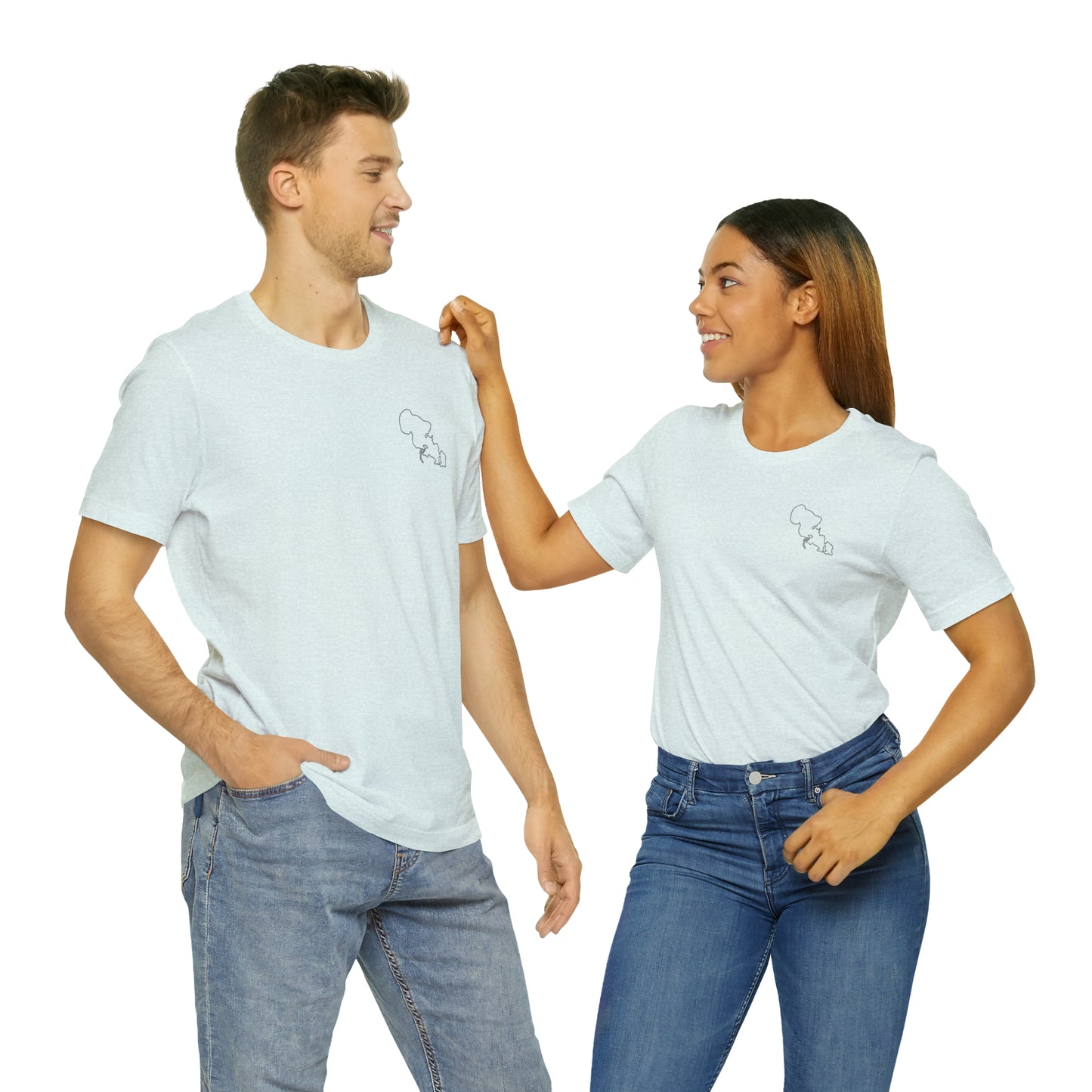 Row Boat Dog Fishing Color - Lac LaBelle Unisex Lightweight Short Sleeve Tee