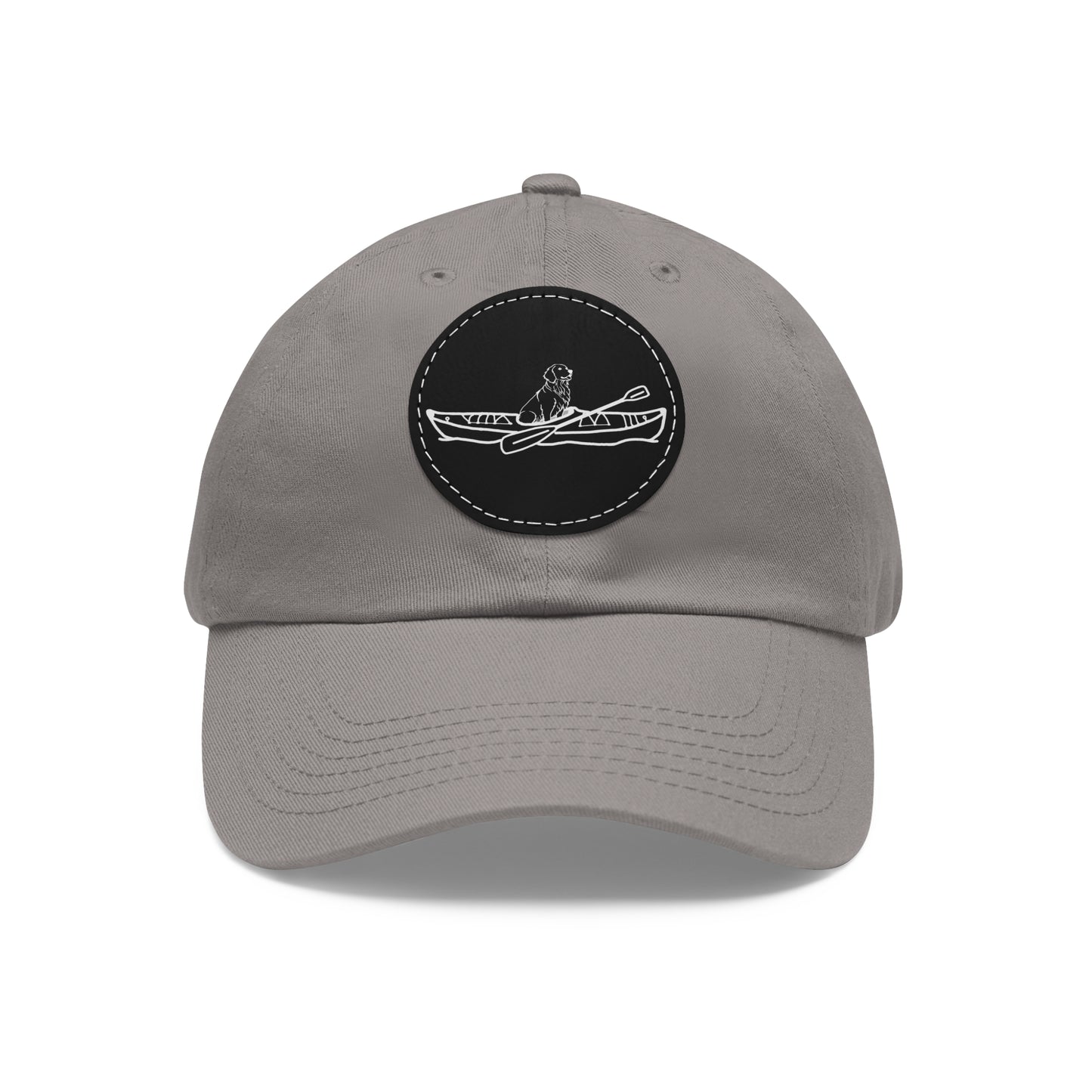 Kayak Dog Golden Retriever - Dad Hat with Leather Patch (Round)