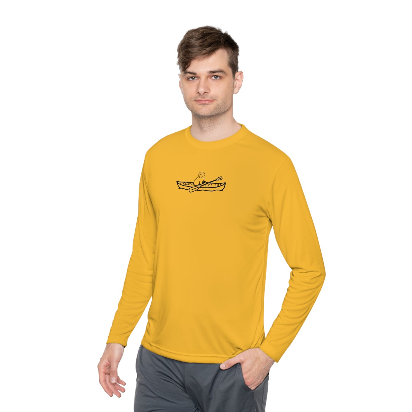 Kayak Dog - Mini Golden Doodle/Toy Poodle - Unisex Lightweight Sport Long Sleeve Tee
