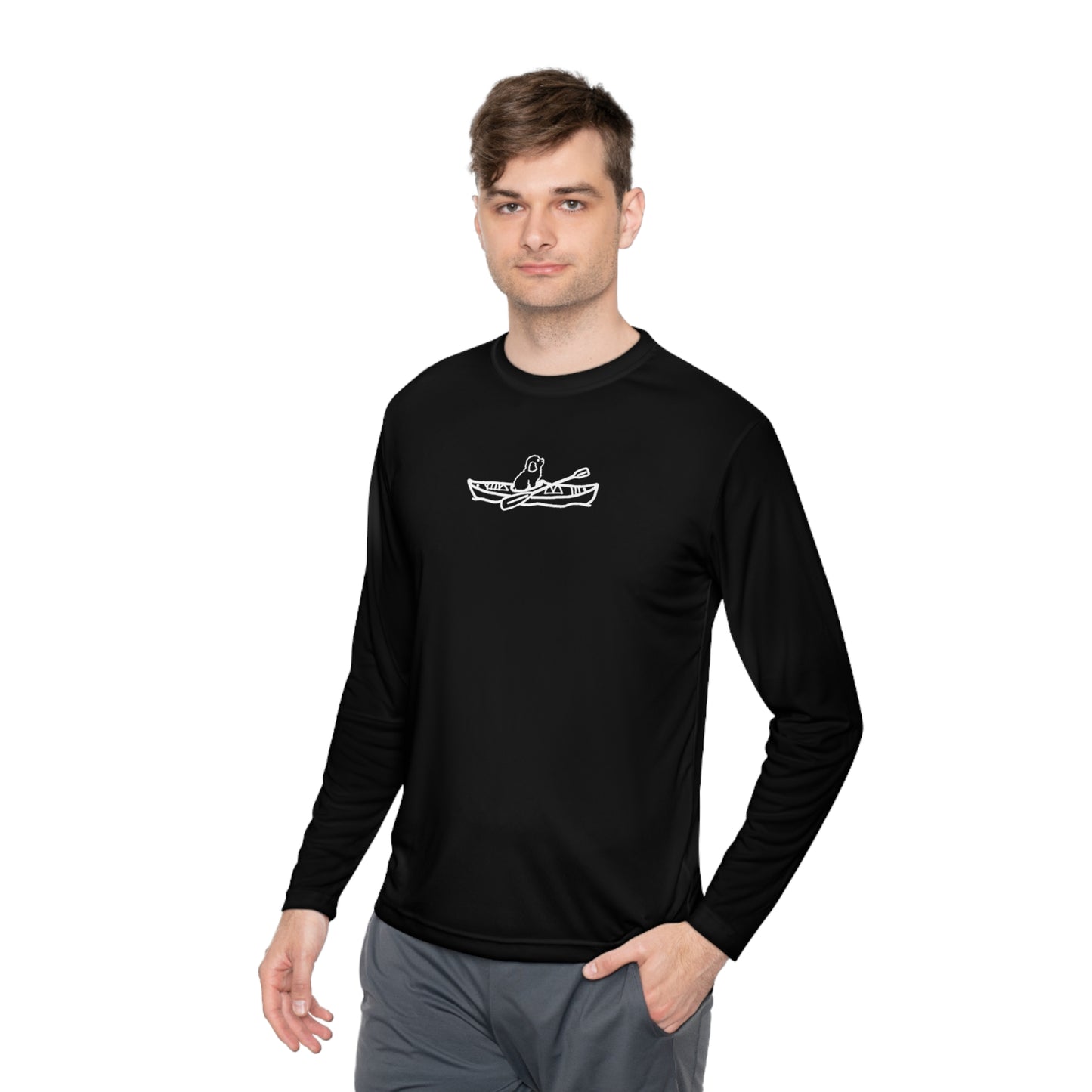 Kayak Dog - Mini Golden Doodle/Toy Poodle - Unisex Lightweight Sport Long Sleeve Tee