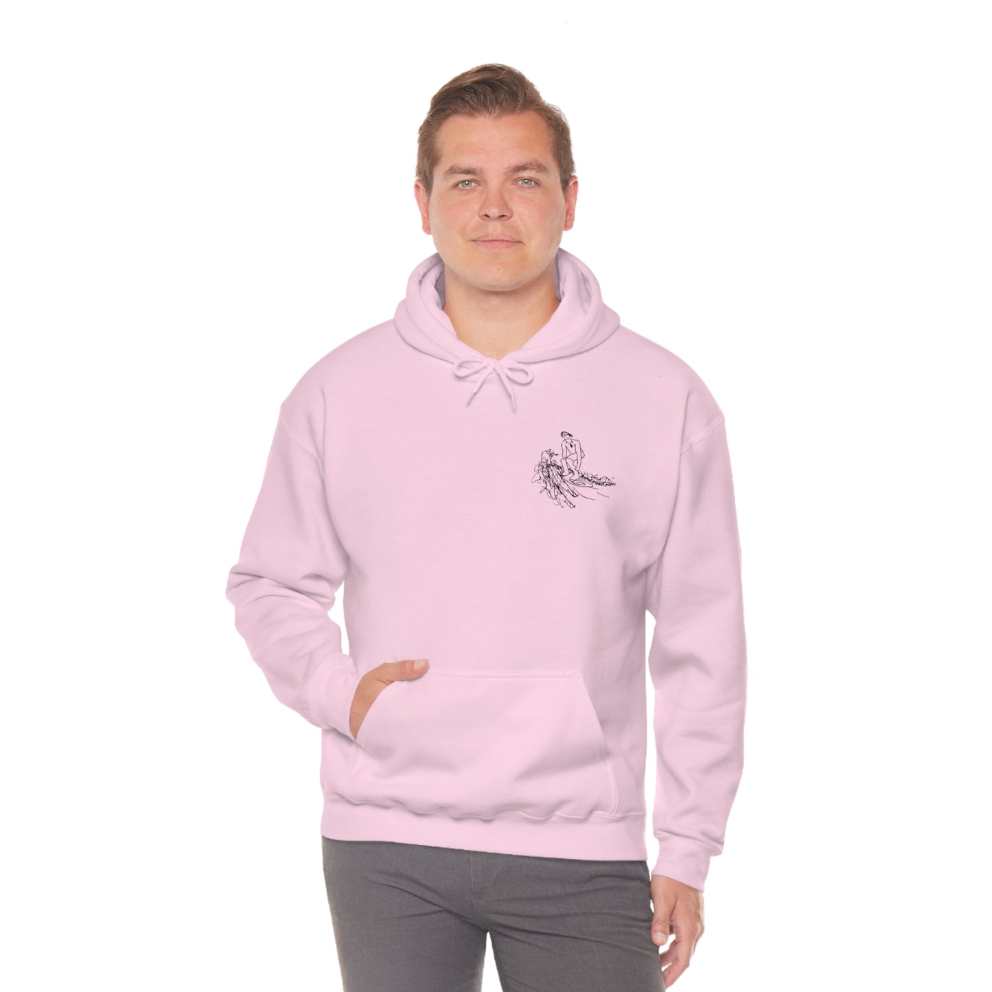 Surf Sketch Patch, Malibu Wakesetter - Lac LaBelle Unisex Heavyweight Hooded Sweatshirt