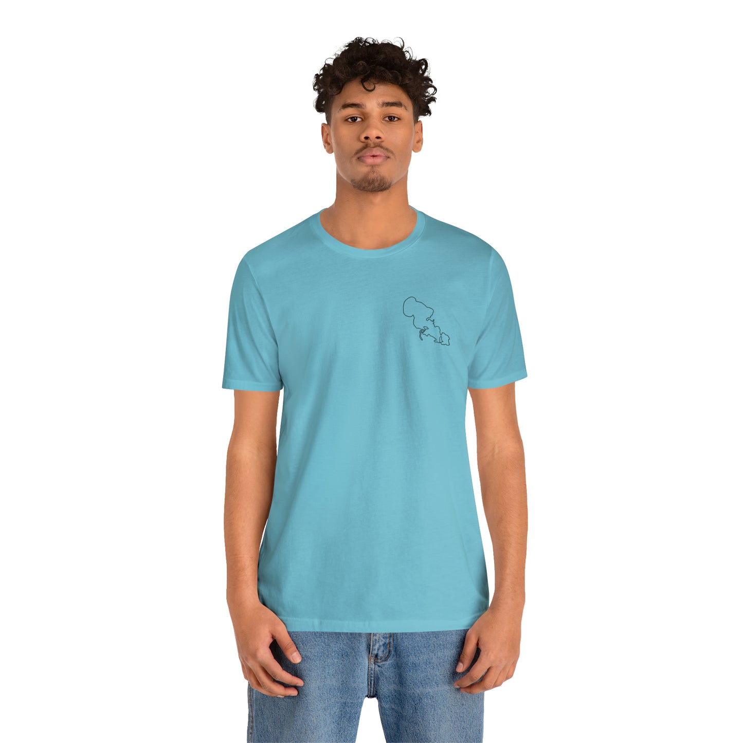 Row Boat Dog Fishing Color - Lac LaBelle Unisex Lightweight Short Sleeve Tee