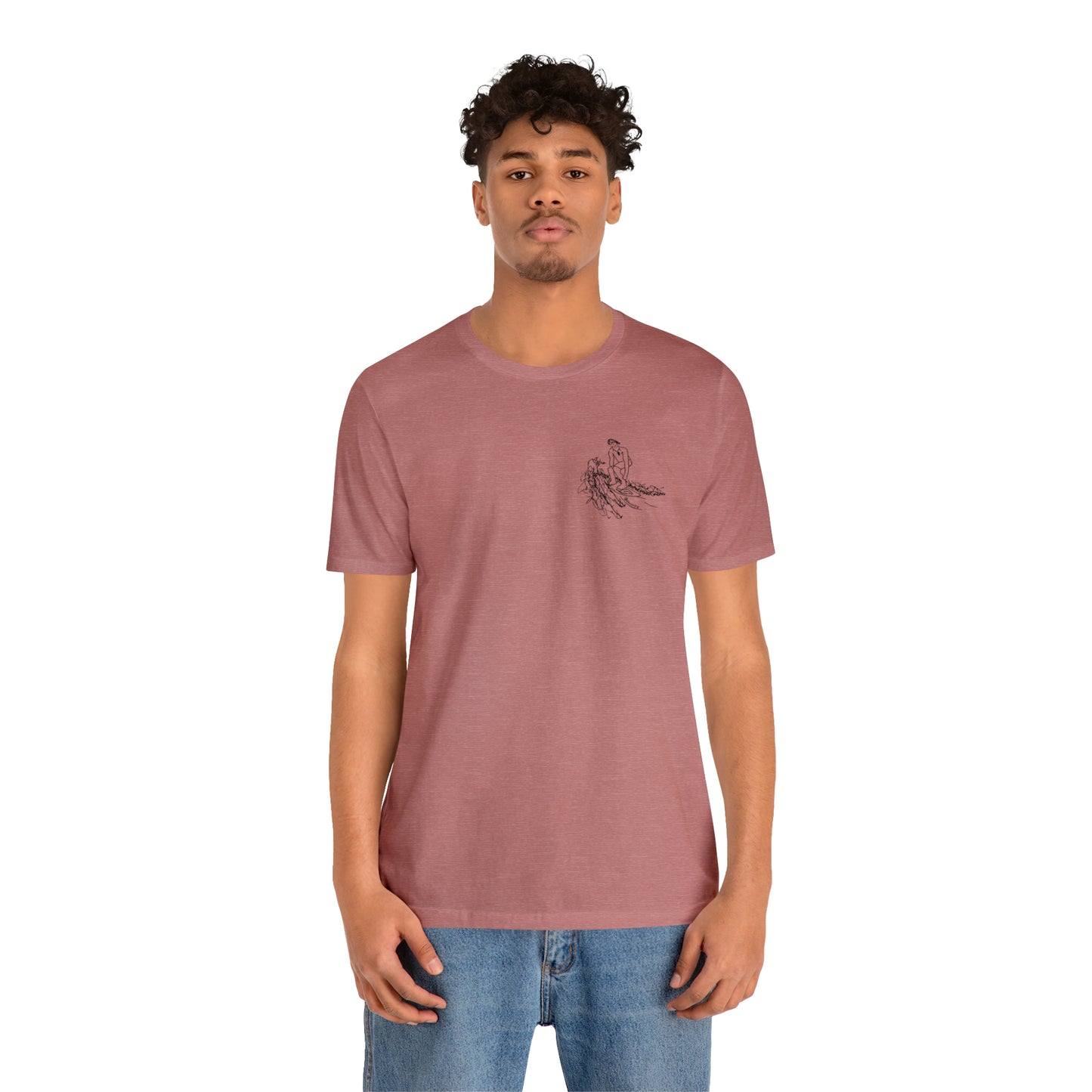 Okauchee Lake, Surfing Sketch Front Patch - Unisex Lightweight Short Sleeve Tee