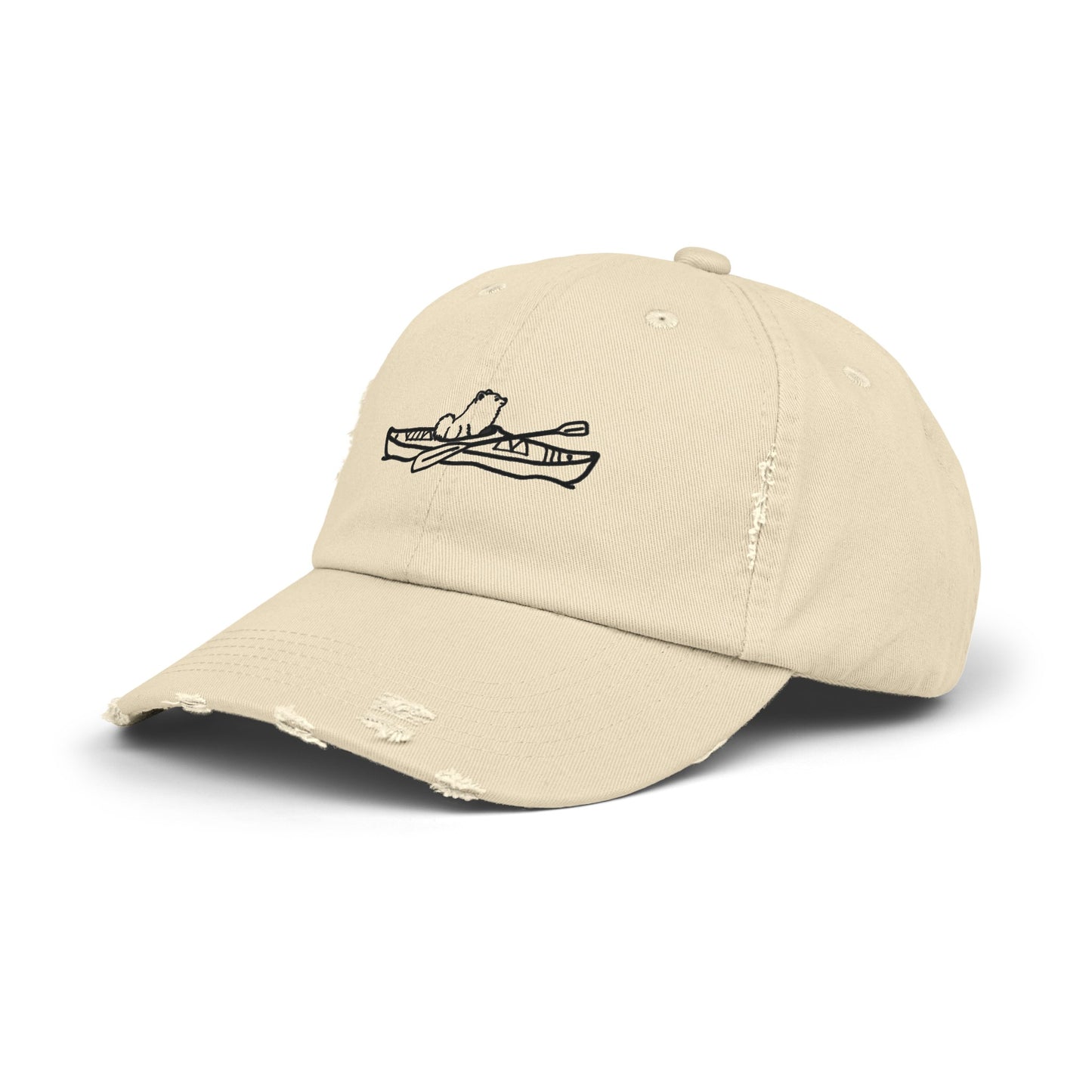 Kayak Dog Pomeranian Unisex Distressed Cap
