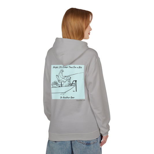 Bite or Beer Fishing, Golden retriever Kayak Dog Midweight Travel Hoodie - Softstyle Gildan