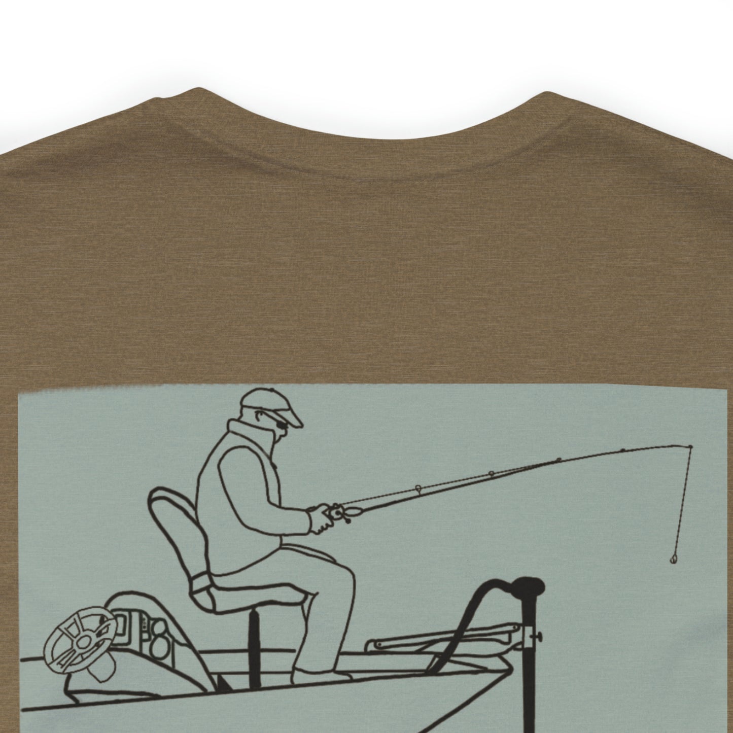 Fowler Lake front, Fishing with Blue Background - Bella & Canvas Unisex Short Sleeve Tee