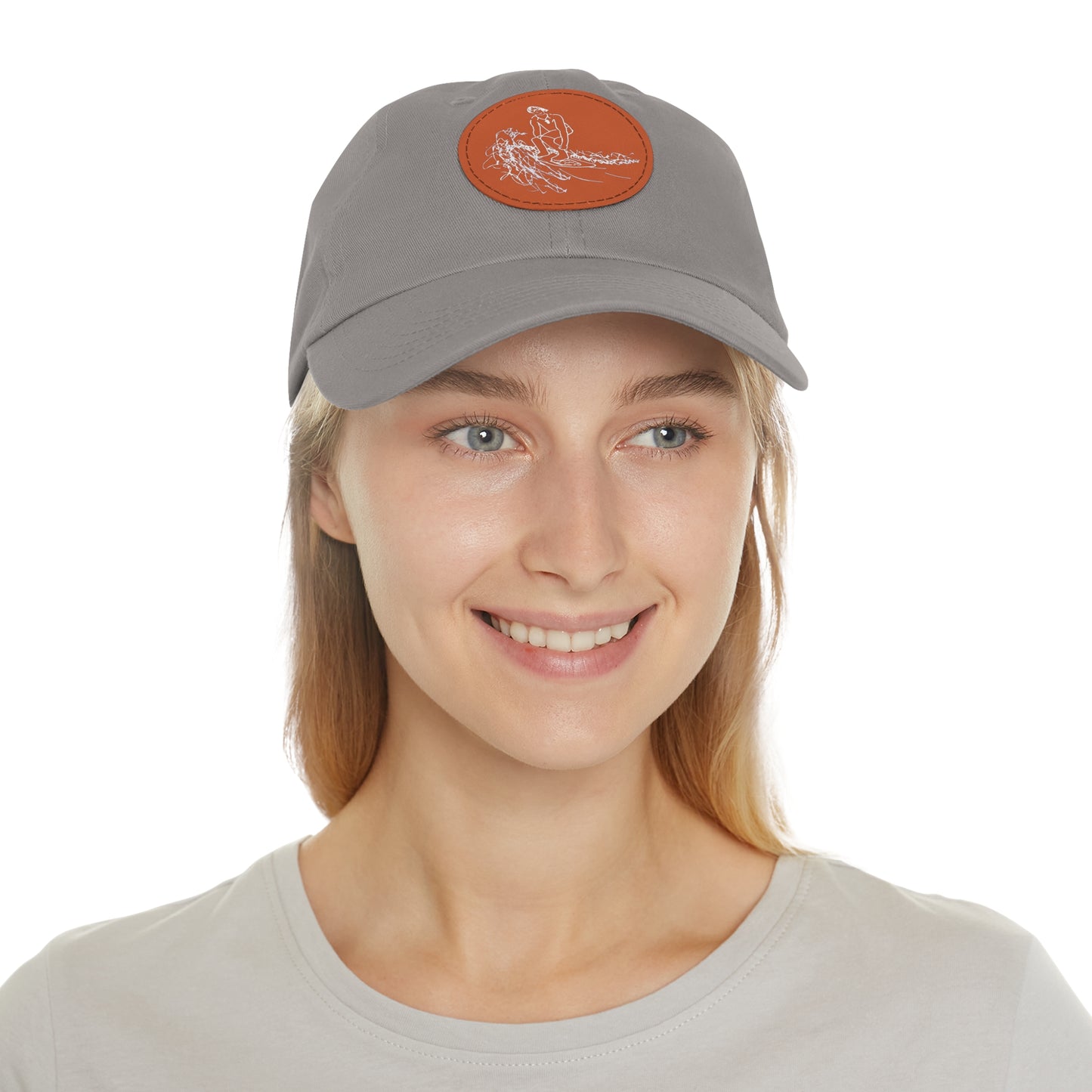 Embroidered Hat With Leather Patch - Surf Sketch