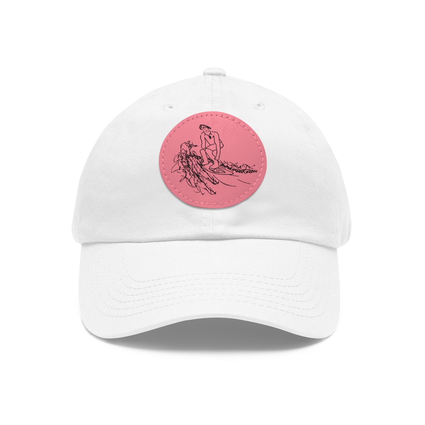 Embroidered Hat With Leather Patch - Surf Sketch