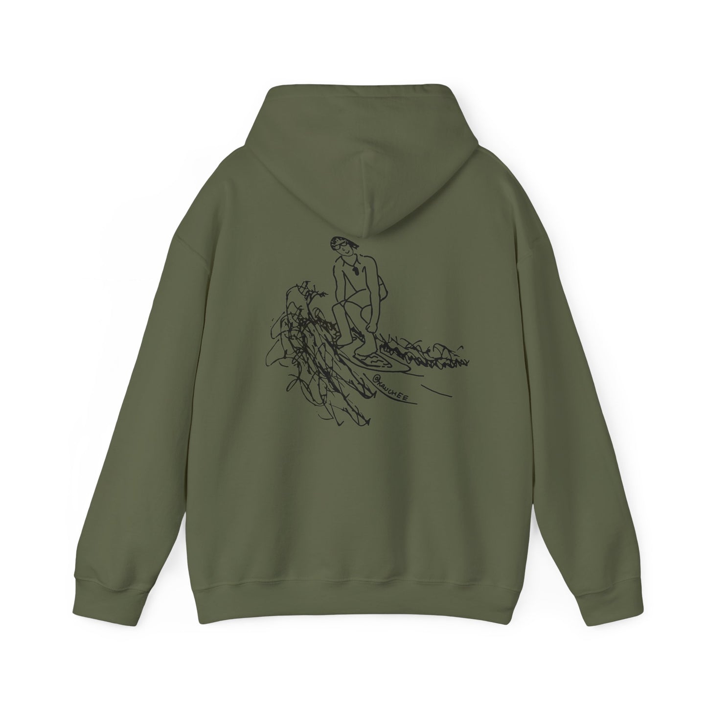 Surfing Sketch (Okauchee Lake) Unisex Heavy Blend Hooded Sweatshirt