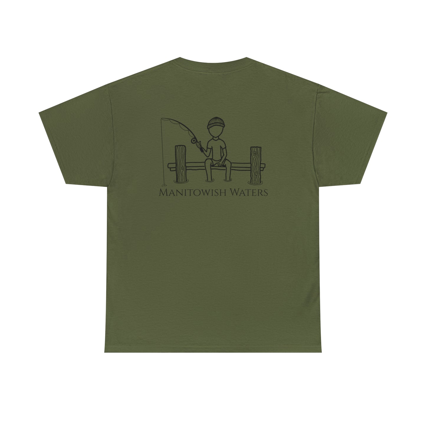 Manitowish Waters Fishing Off Dock - Unisex Heavyweight Short Sleeve Tee