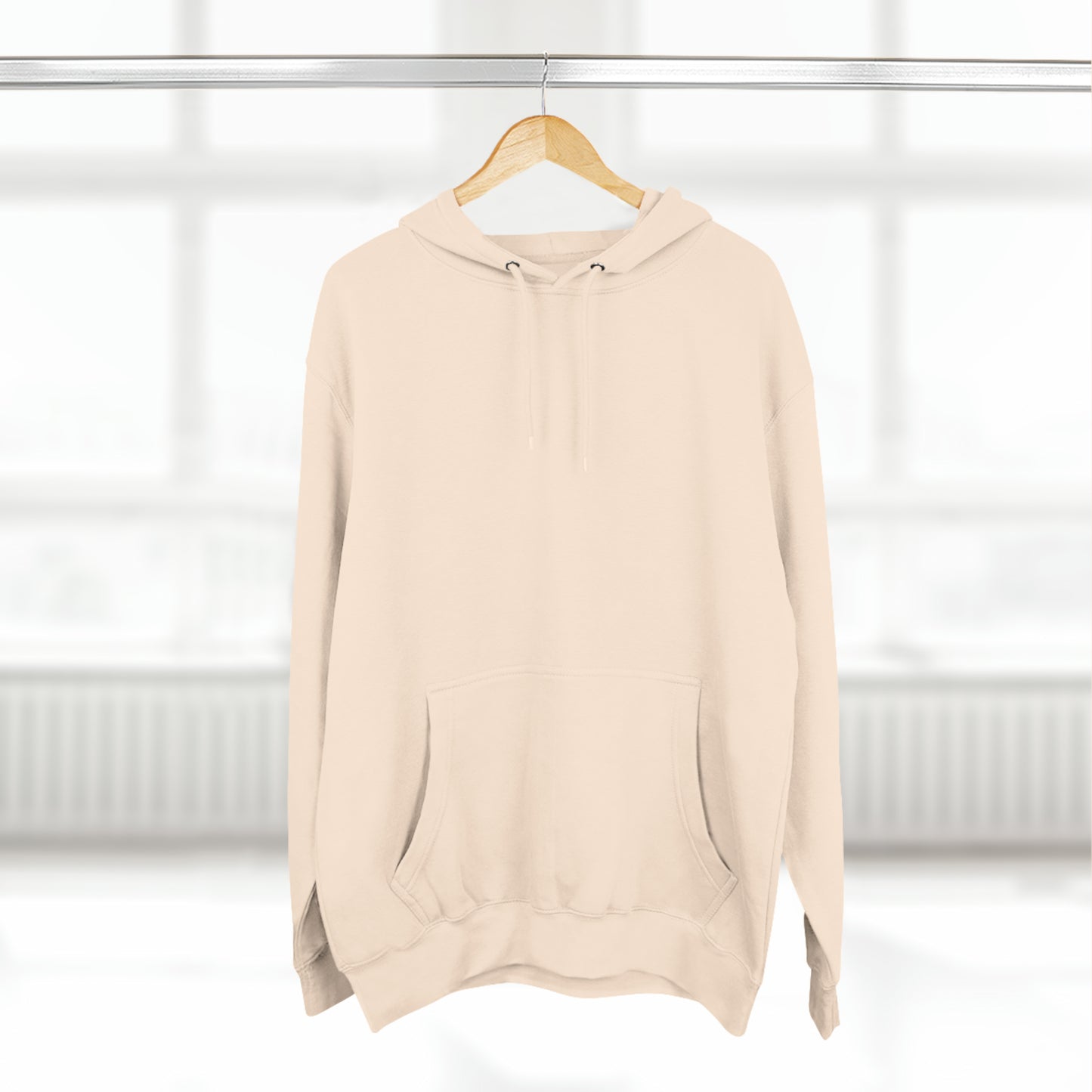 Pike mockup EVEN BOLDER lane seven Three-Panel Fleece Hoodie (grey, light beige, white, pale pink)