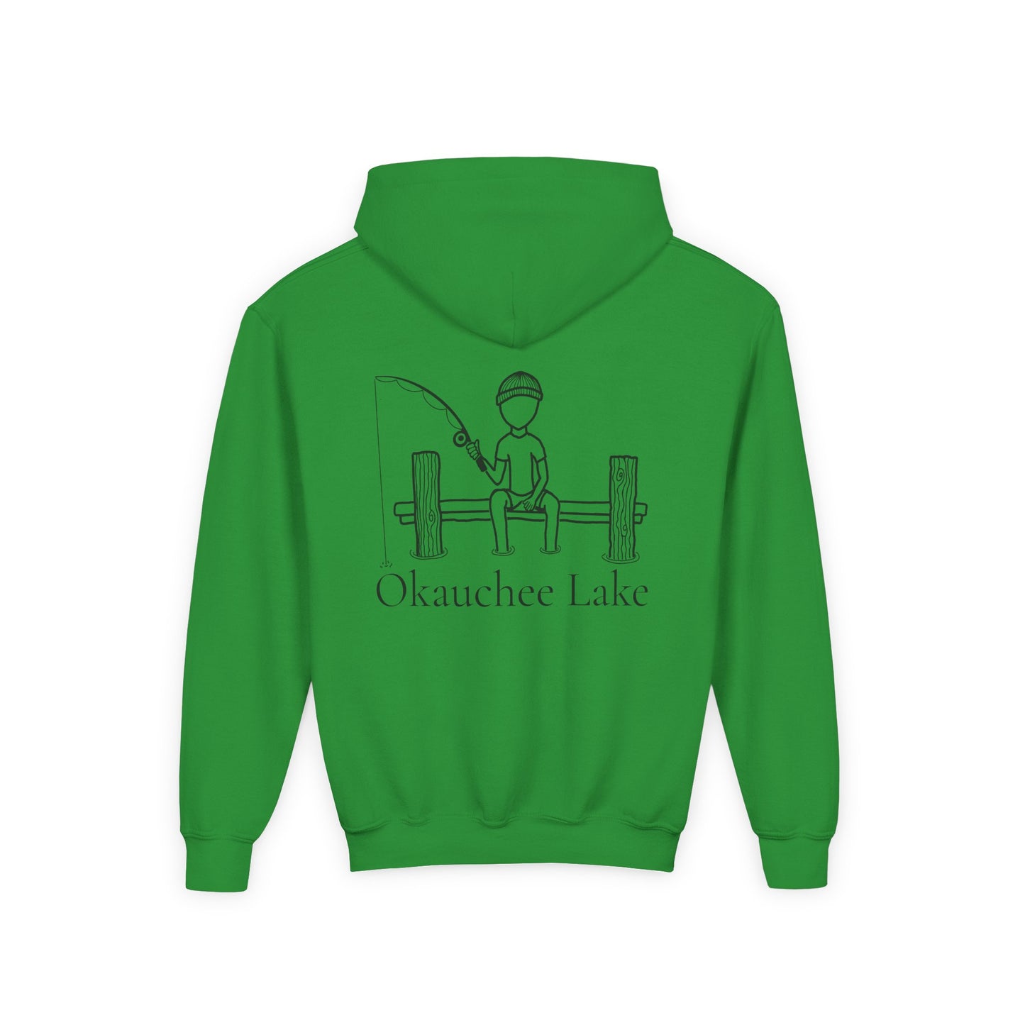 Fishing off Dock Okauchee Lake Youth Hoodie