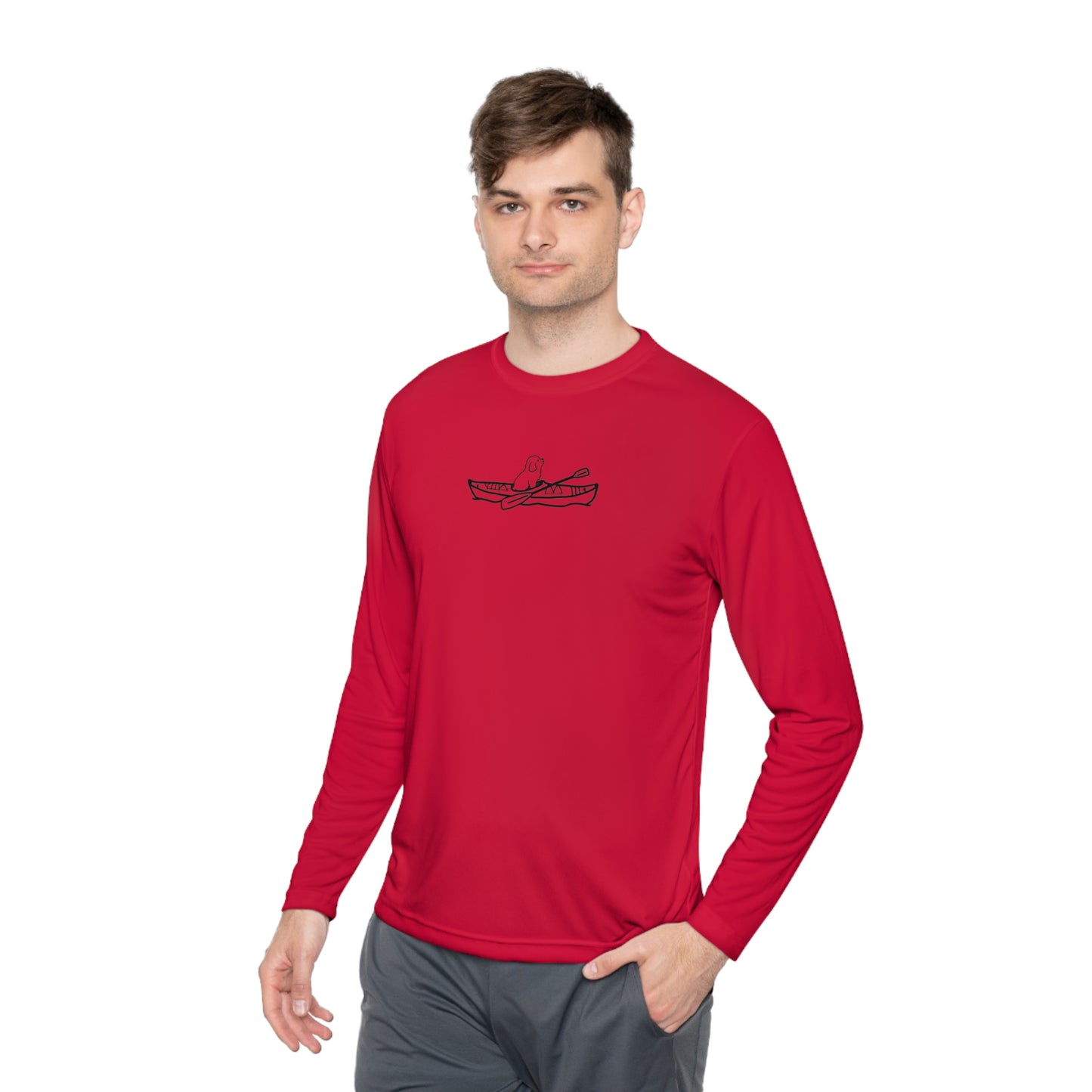 Kayak Dog - Mini Golden Doodle/Toy Poodle - Unisex Lightweight Sport Long Sleeve Tee