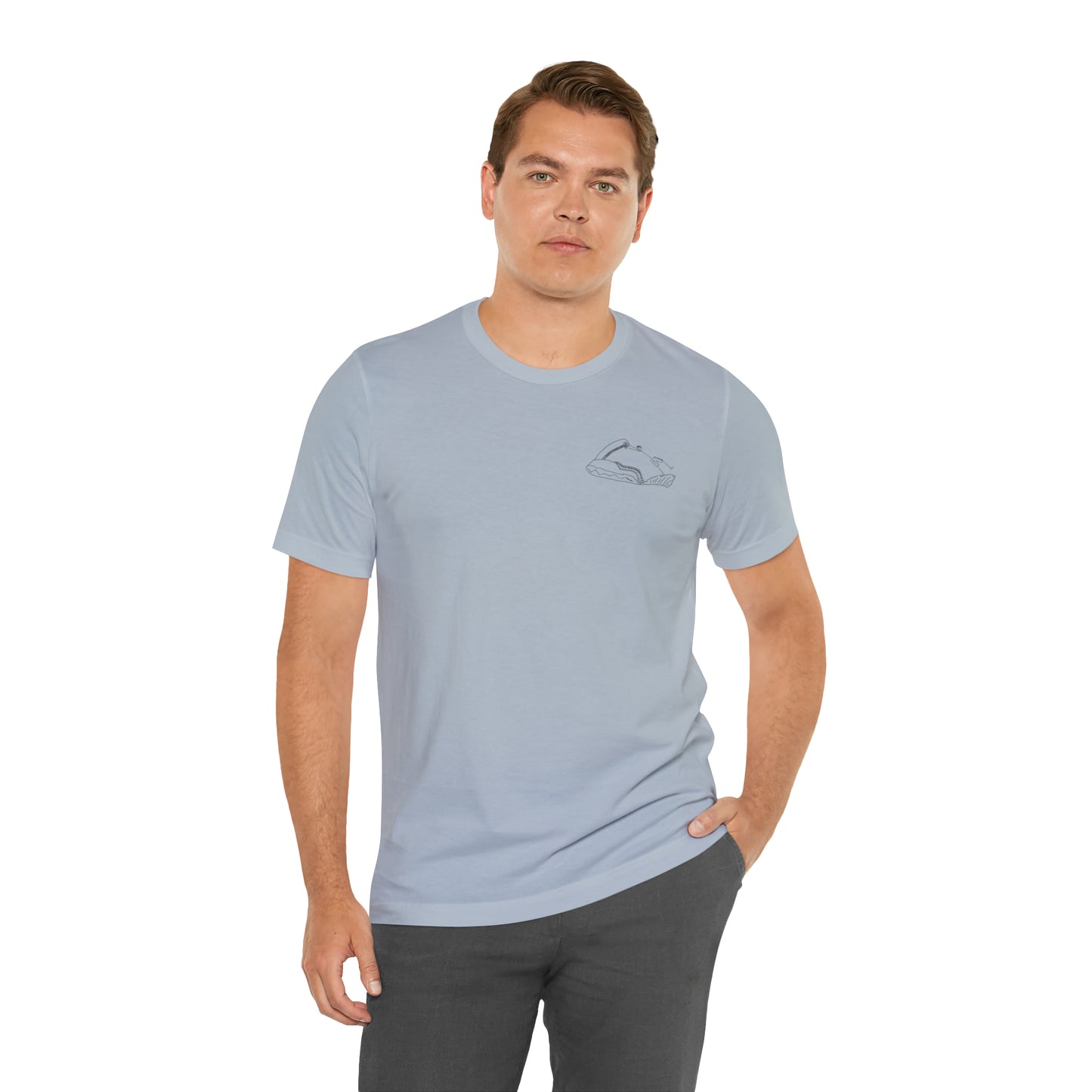 Okauchee Lake, Standup Jetski Fall - Unisex Lightweight Short Sleeve Tee