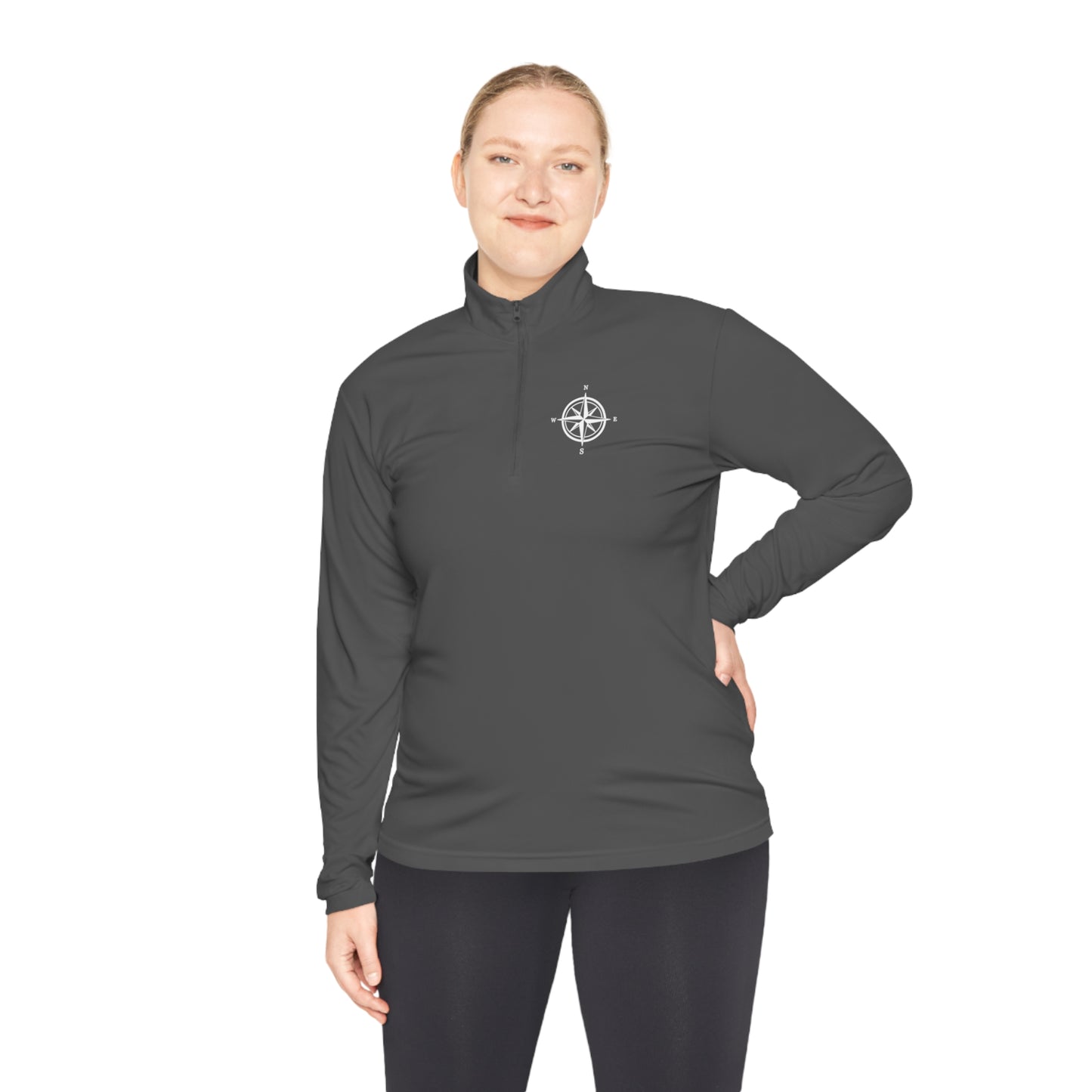Lake Arbutus Unisex Quarter-Zip - compass rose patch