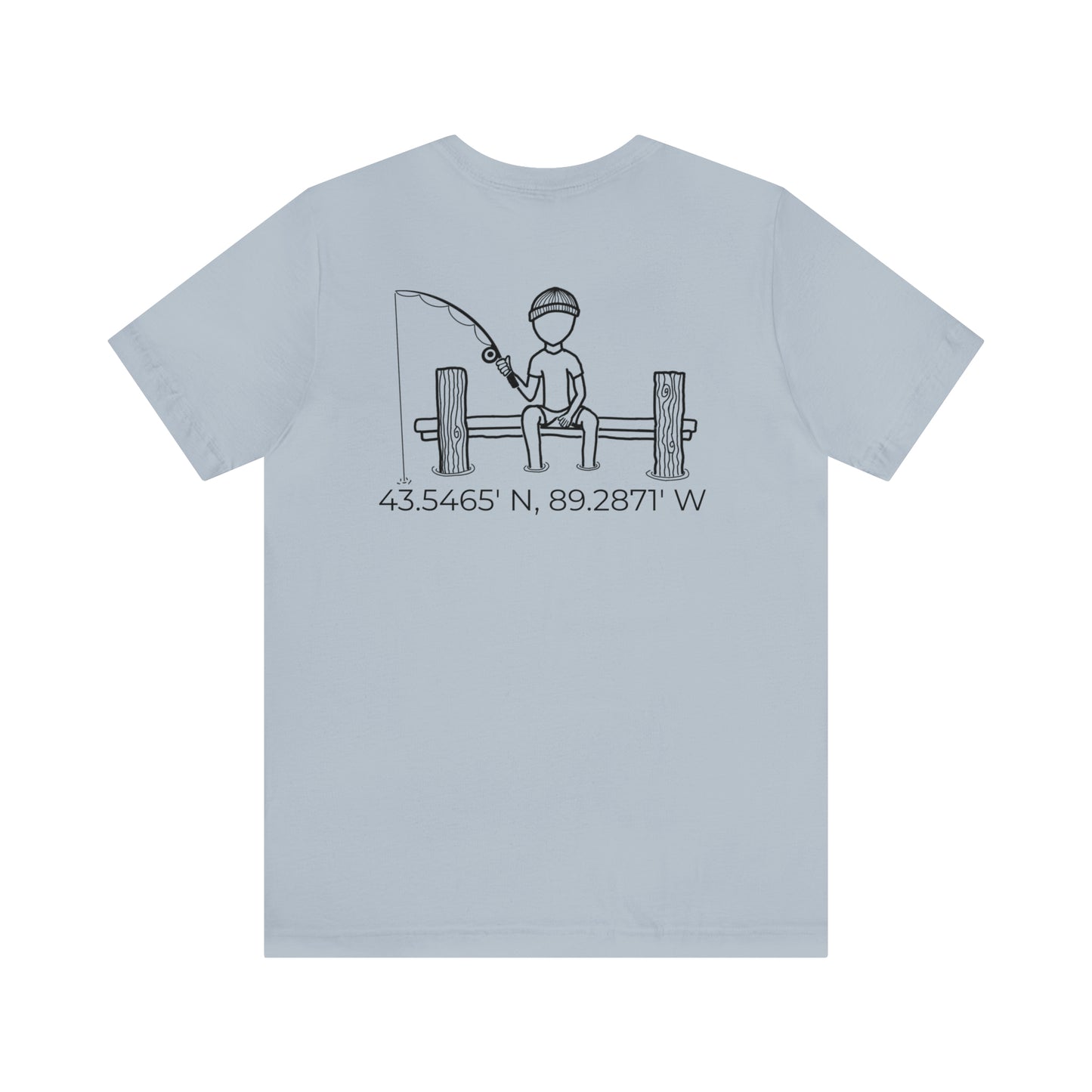 Fishing Off Dock Back - Park Lake Unisex Lightweight Short Sleeve Tee