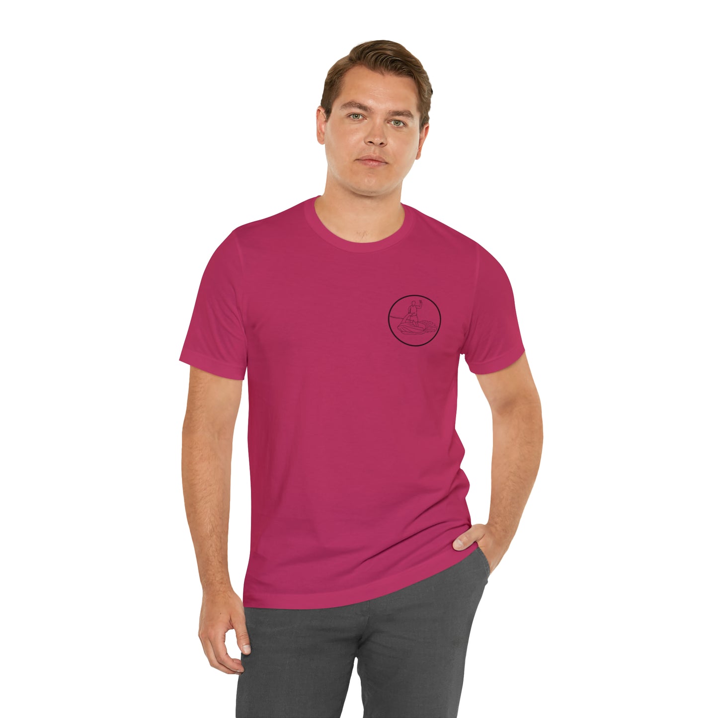 Standup Jetski Front, 2008 Malibu Wakesetter - Okauchee Lake Unisex Lightweight Short Sleeve Tee