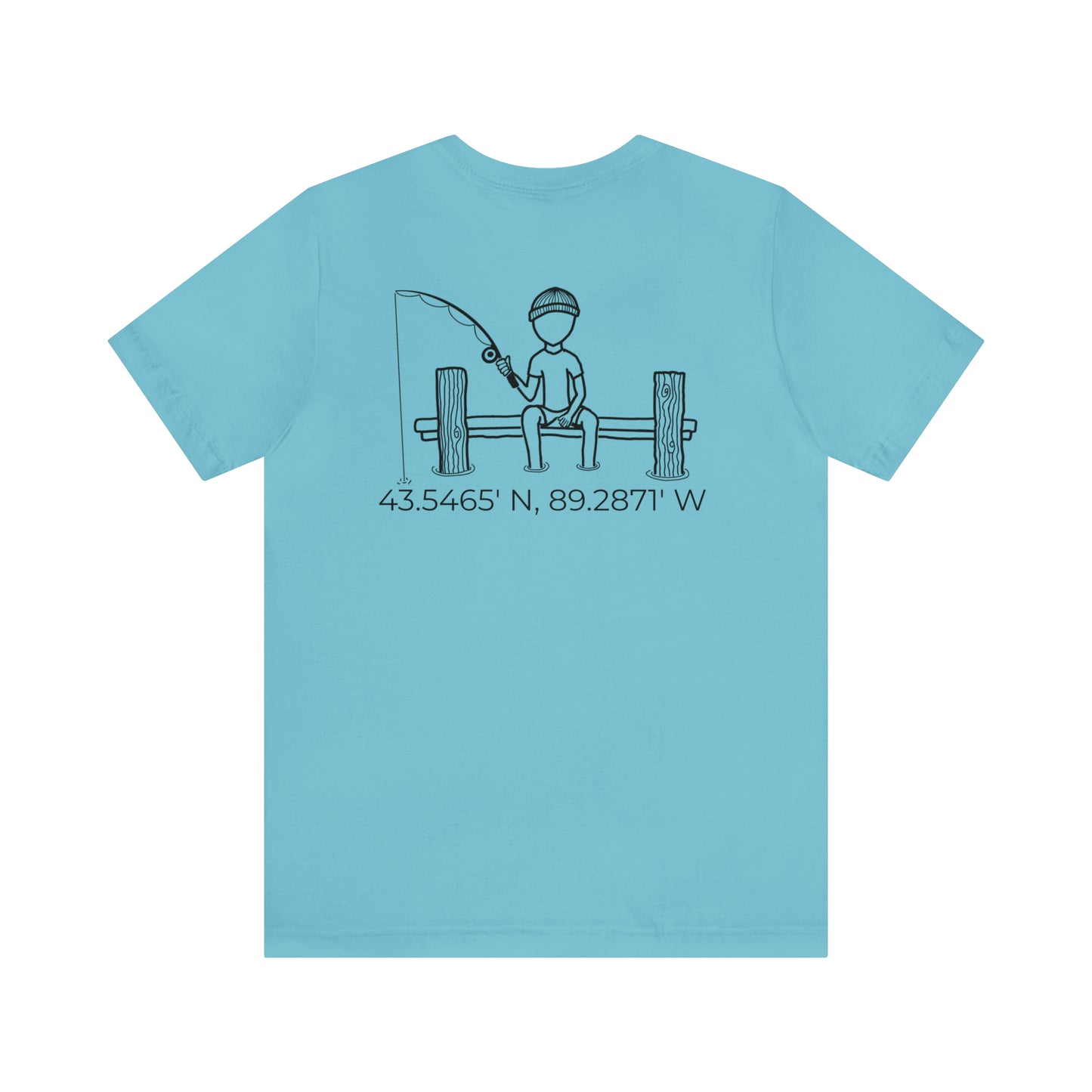 Fishing Off Dock Back - Park Lake Unisex Lightweight Short Sleeve Tee