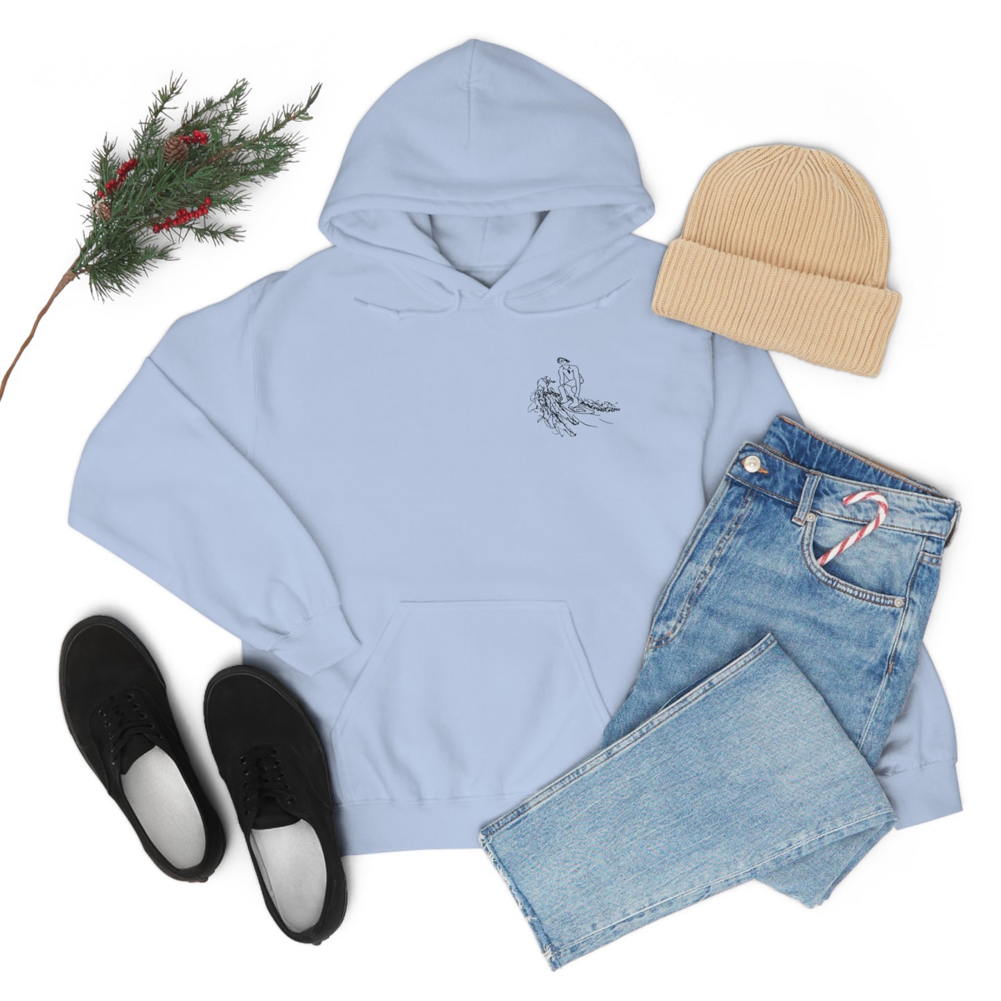 Surf Sketch Patch, Malibu Wakesetter - Lac LaBelle Unisex Heavyweight Hooded Sweatshirt