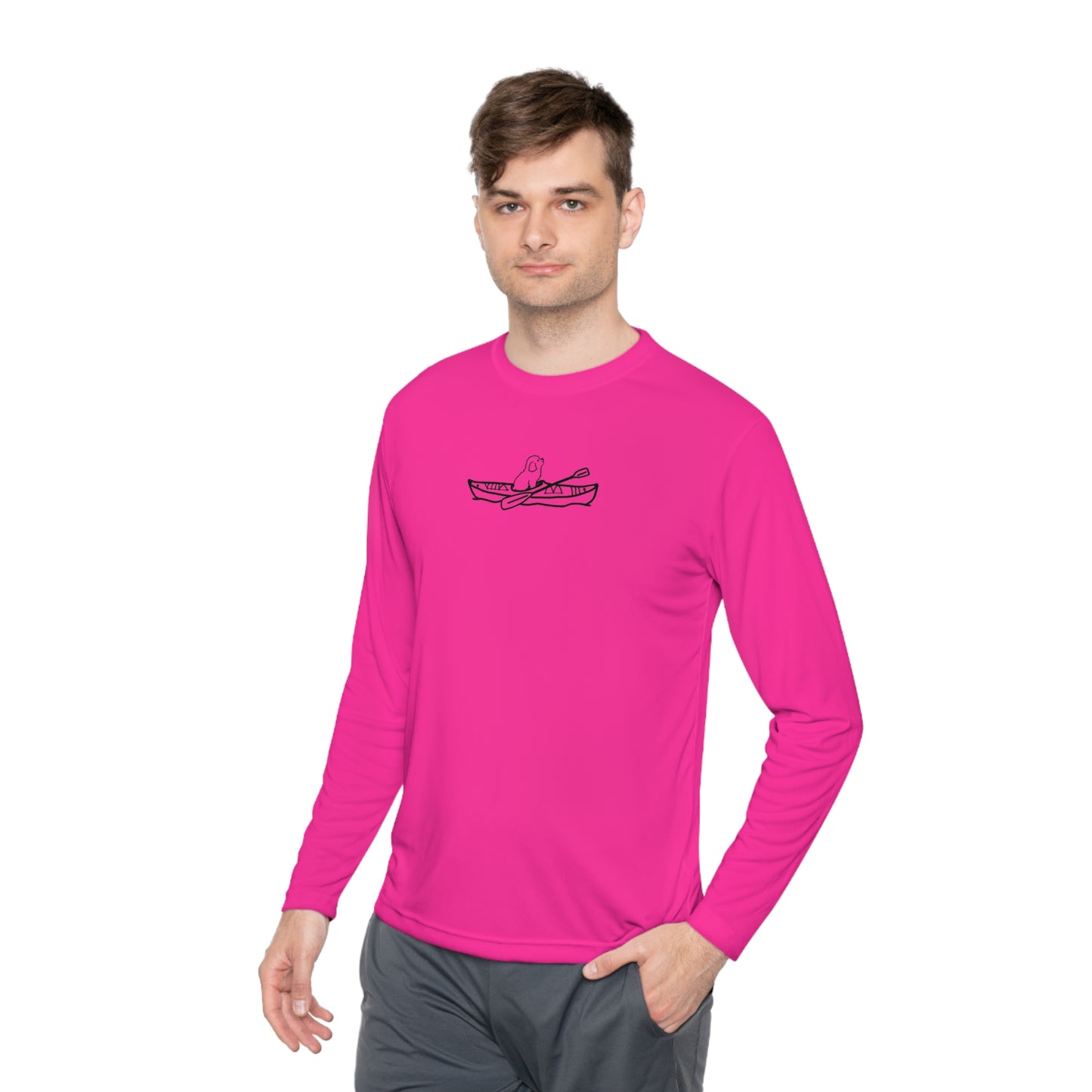 Kayak Dog - Mini Golden Doodle/Toy Poodle - Unisex Lightweight Sport Long Sleeve Tee