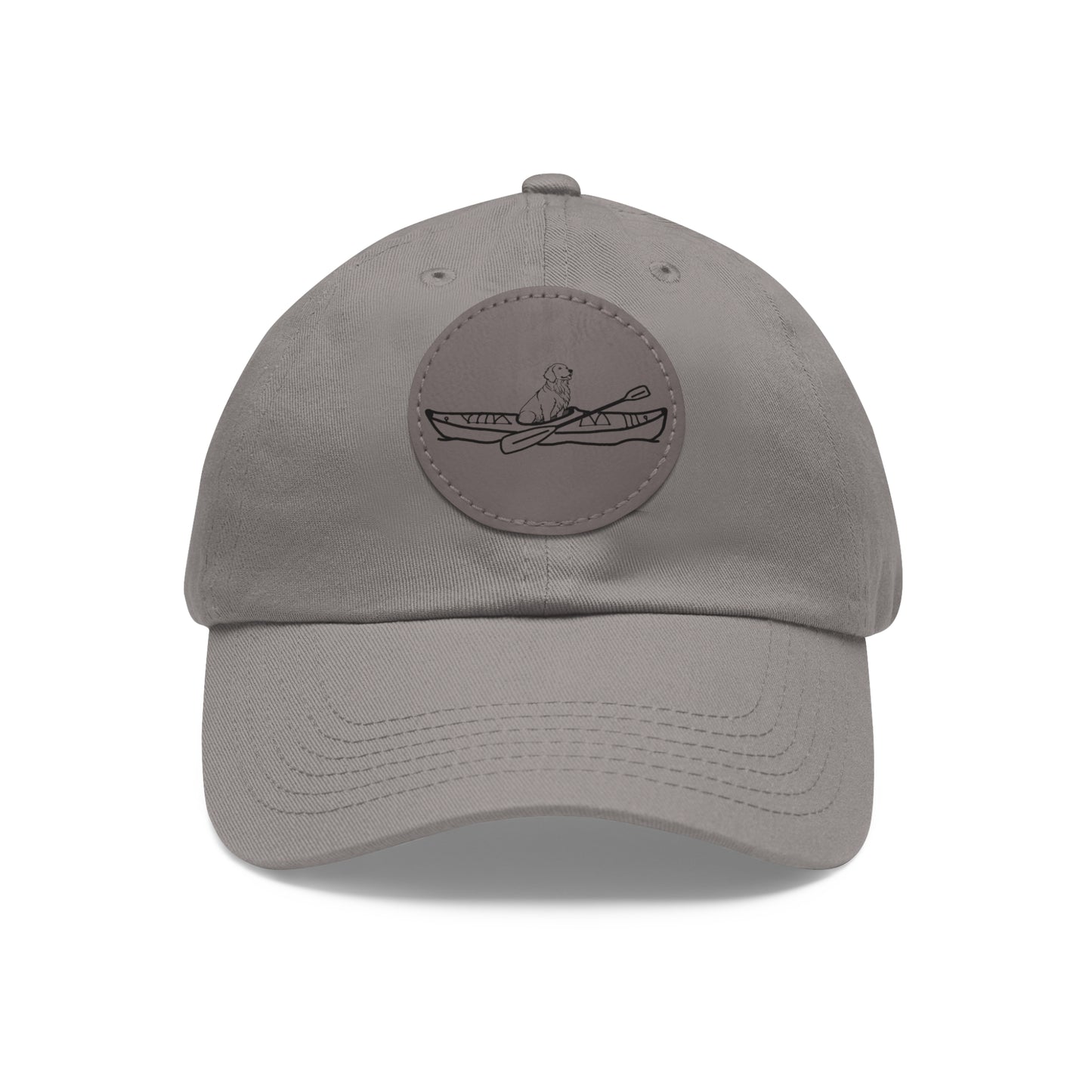 Kayak Dog Golden Retriever - Dad Hat with Leather Patch (Round)