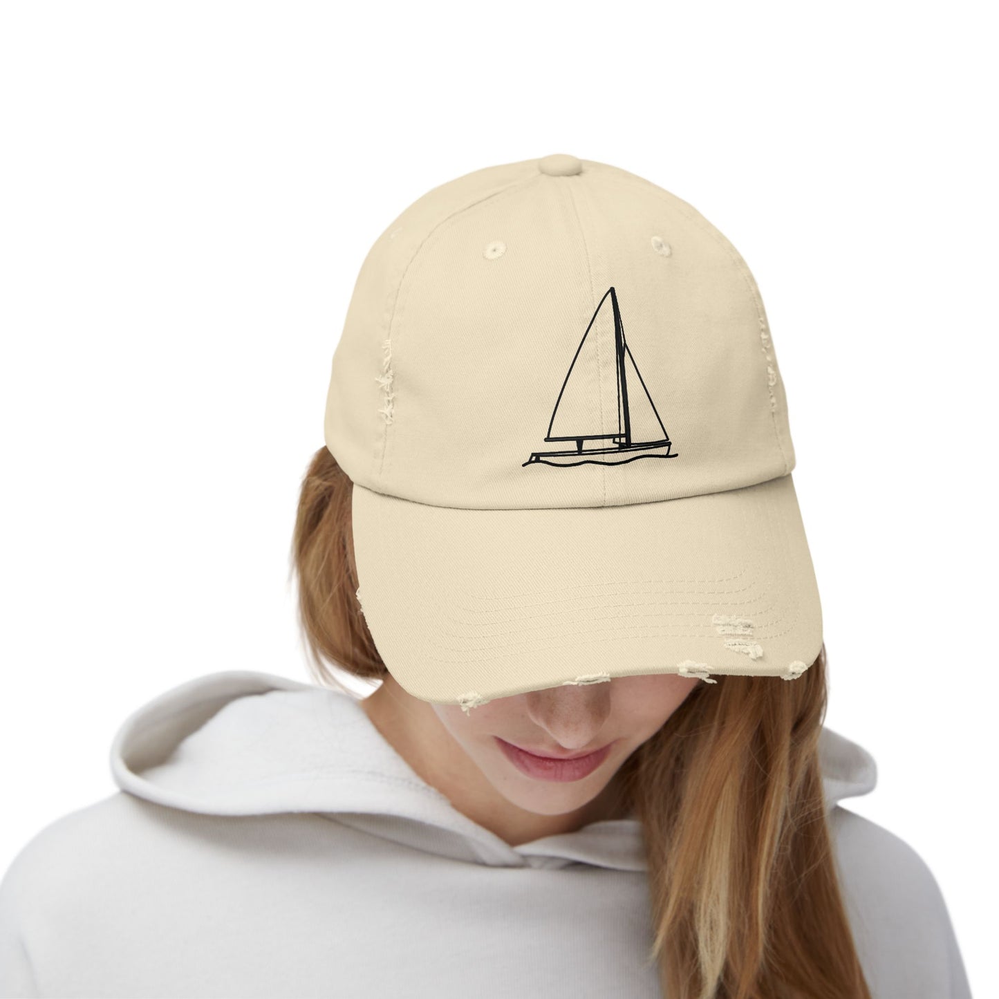 Unisex Distressed Cap (Sailboat 470 Model Type Design)
