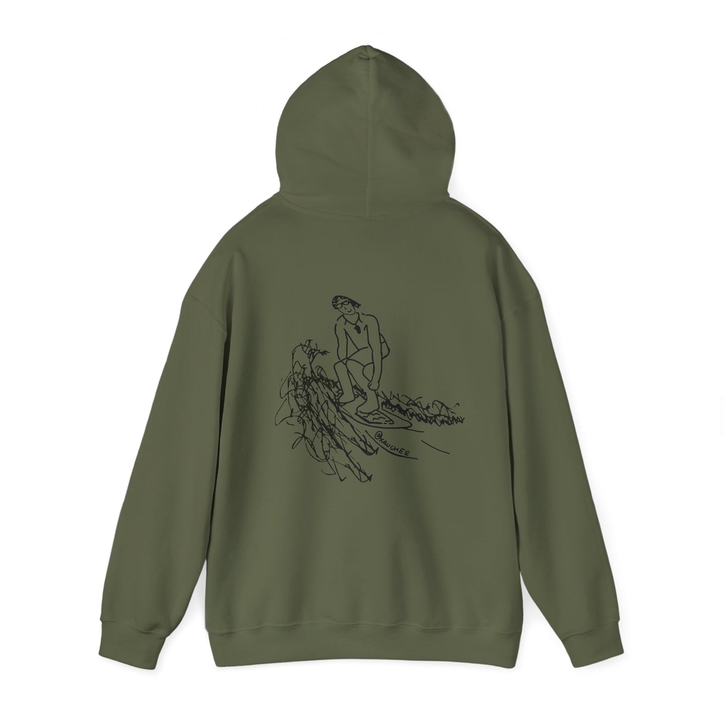 Surfing Sketch (Okauchee Lake) Unisex Heavy Blend Hooded Sweatshirt