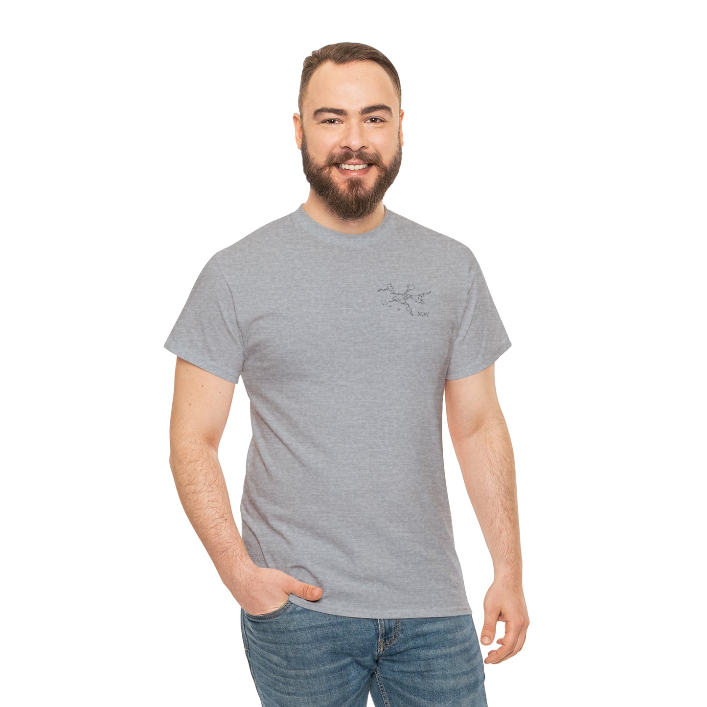 Manitowish Waters Fishing Off Dock - Unisex Heavyweight Short Sleeve Tee