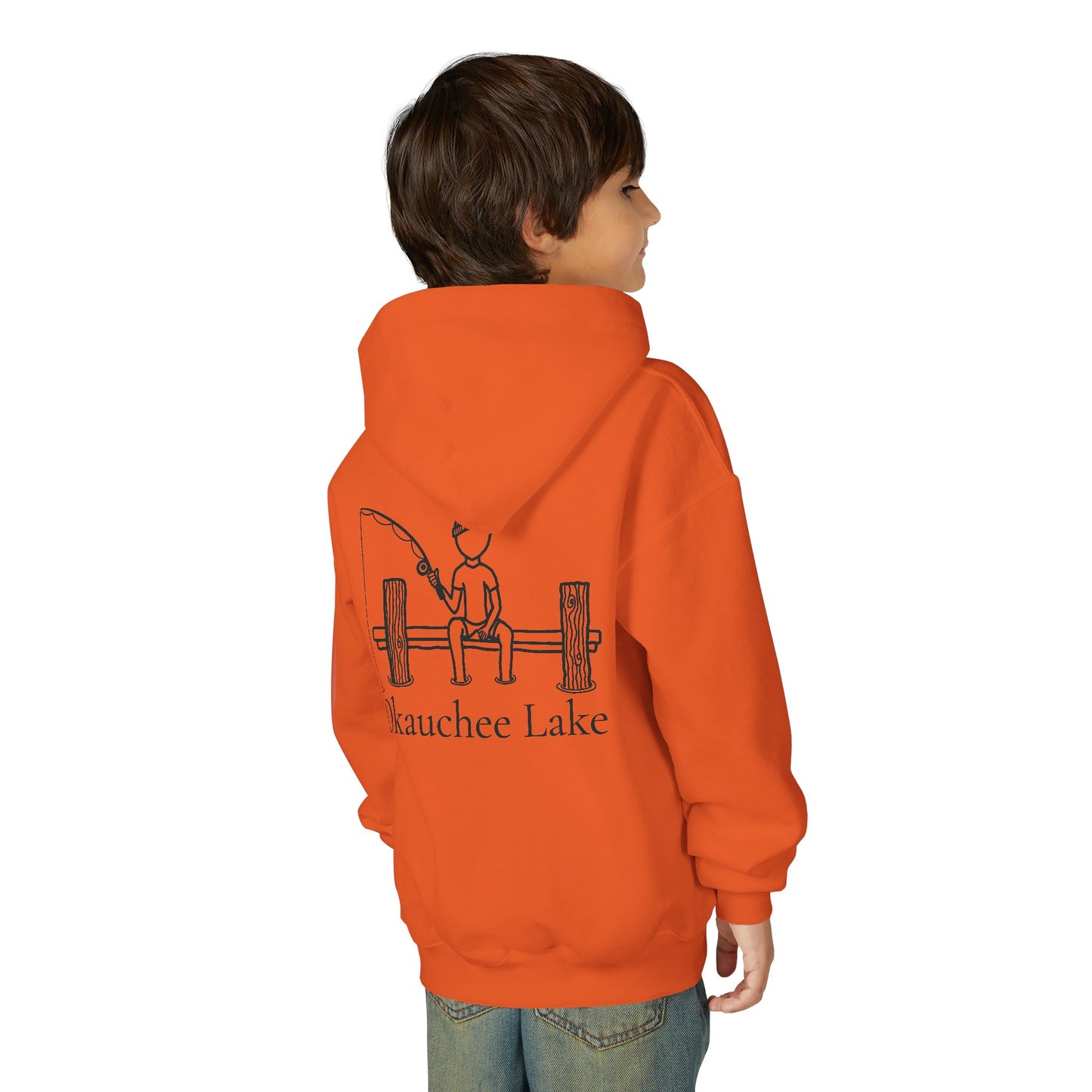 Fishing off Dock Okauchee Lake Youth Hoodie