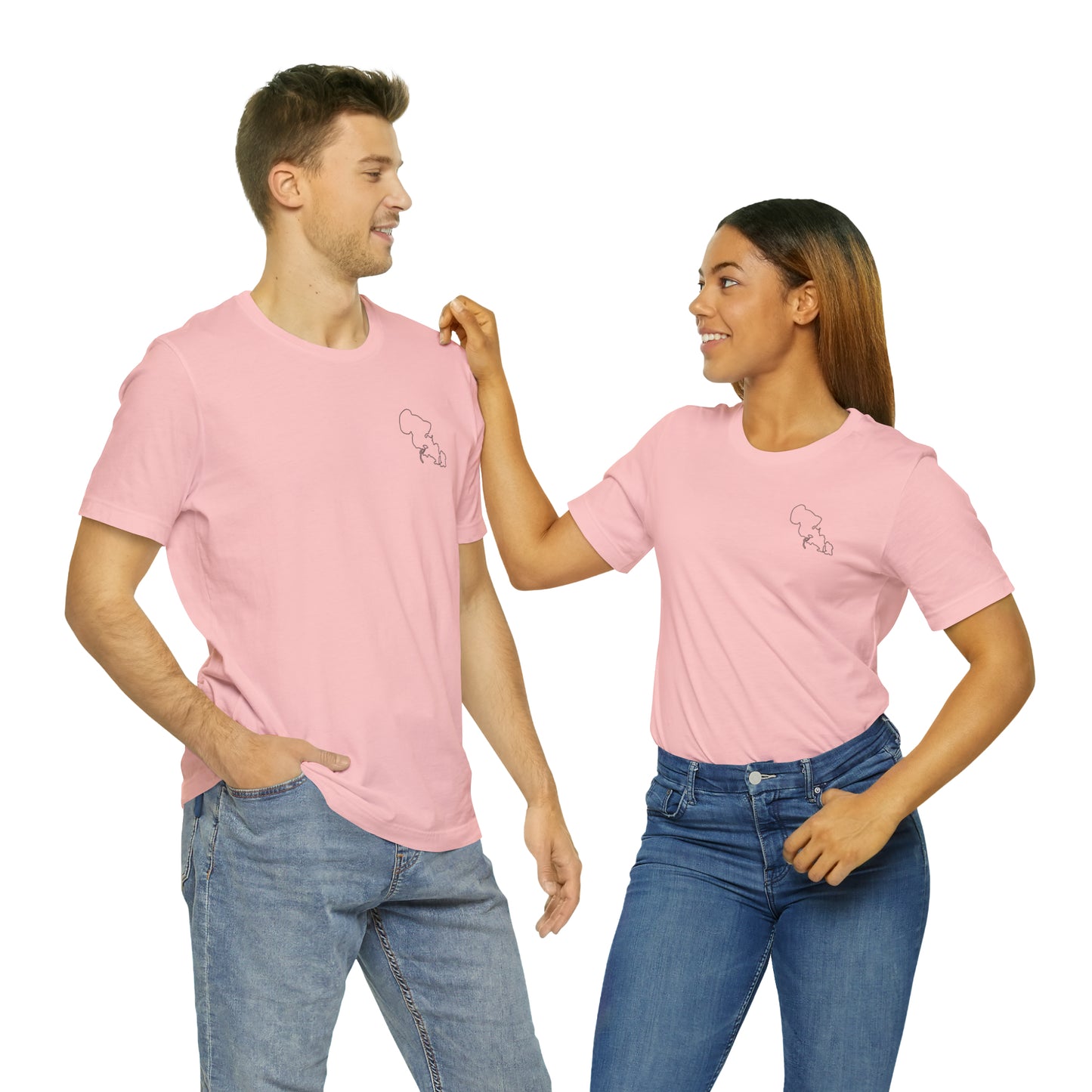 Row Boat Dog Fishing Color - Lac LaBelle Unisex Lightweight Short Sleeve Tee