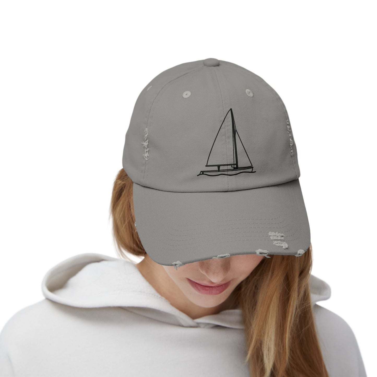 Unisex Distressed Cap (Sailboat 470 Model Type Design)