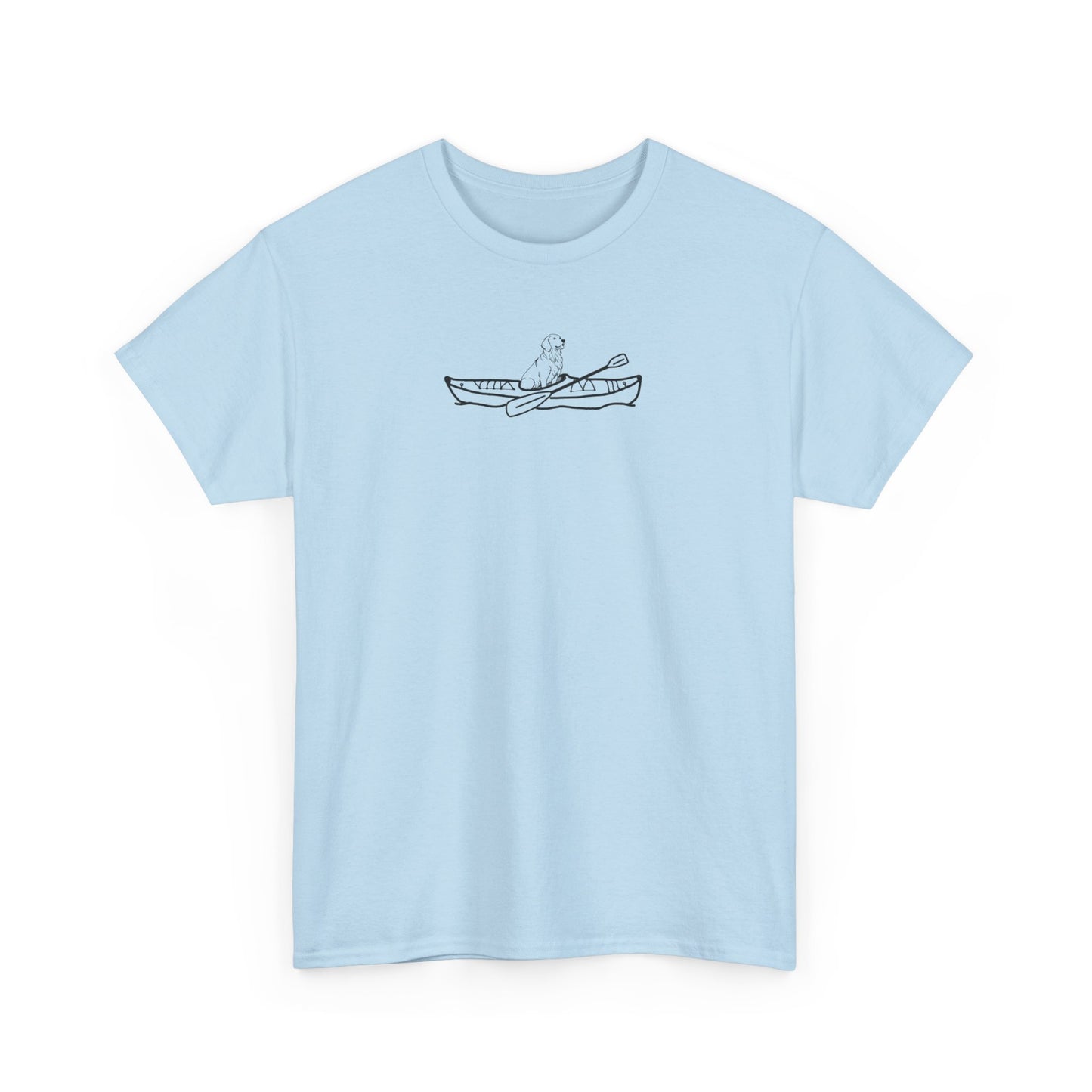 Unisex Heavy Cotton Tee (Kayak Dog Golden Retriever Design)