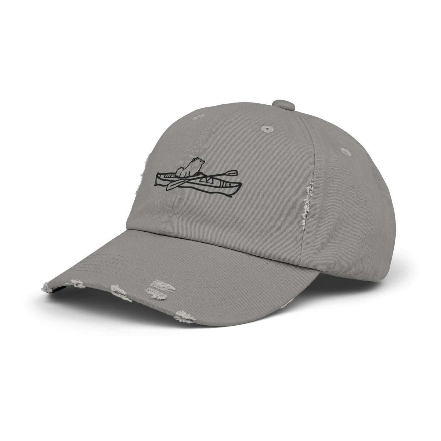 Kayak Dog Pomeranian Unisex Distressed Cap