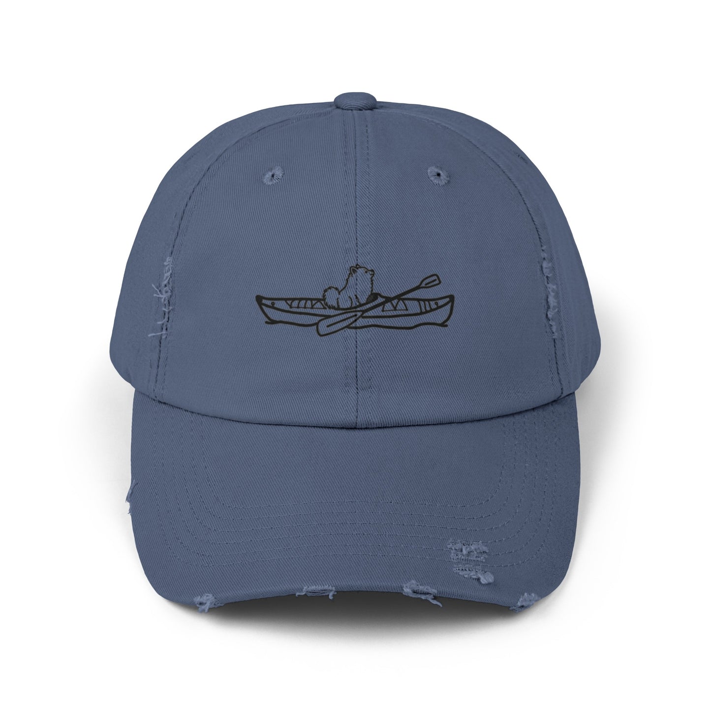 Kayak Dog Pomeranian Unisex Distressed Cap