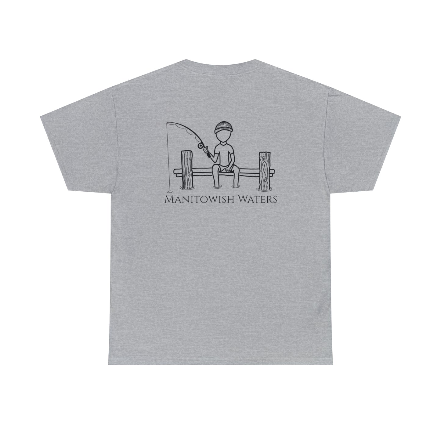 Manitowish Waters Fishing Off Dock - Unisex Heavyweight Short Sleeve Tee