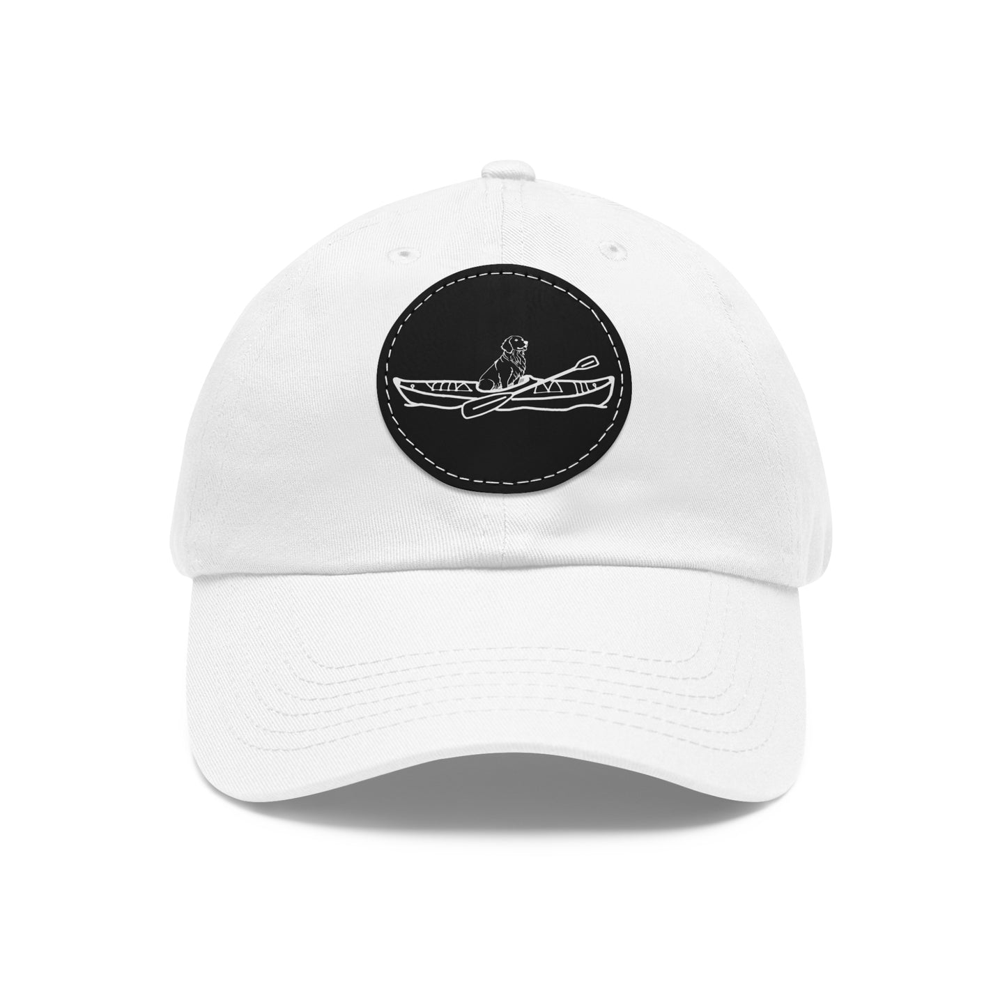 Kayak Dog Golden Retriever - Dad Hat with Leather Patch (Round)