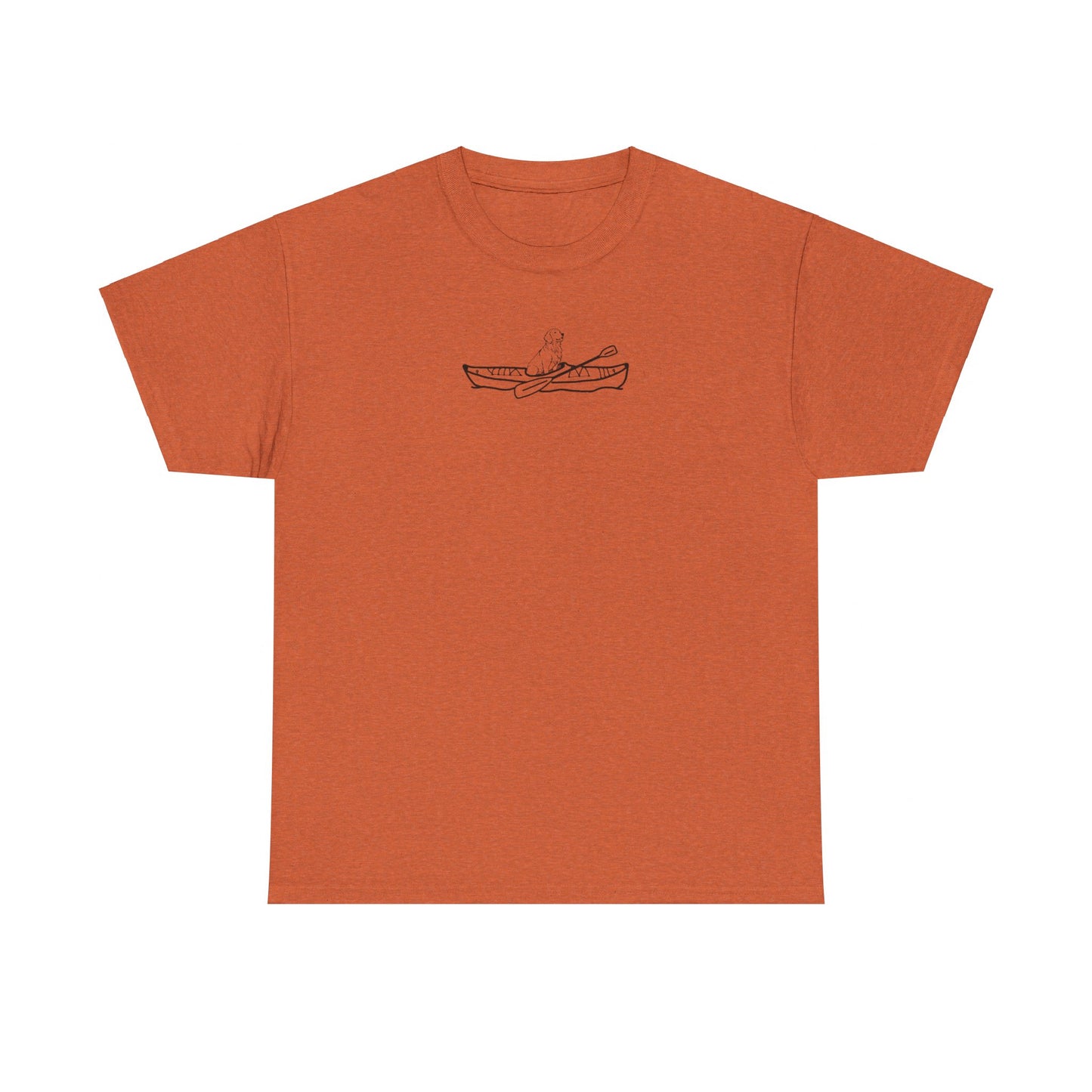 Unisex Heavy Cotton Tee (Kayak Dog Golden Retriever Design)