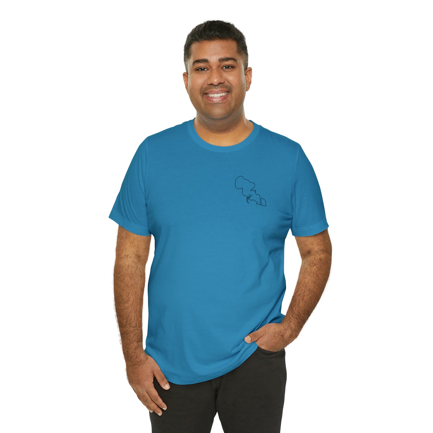 Row Boat Dog Fishing Color - Lac LaBelle Unisex Lightweight Short Sleeve Tee