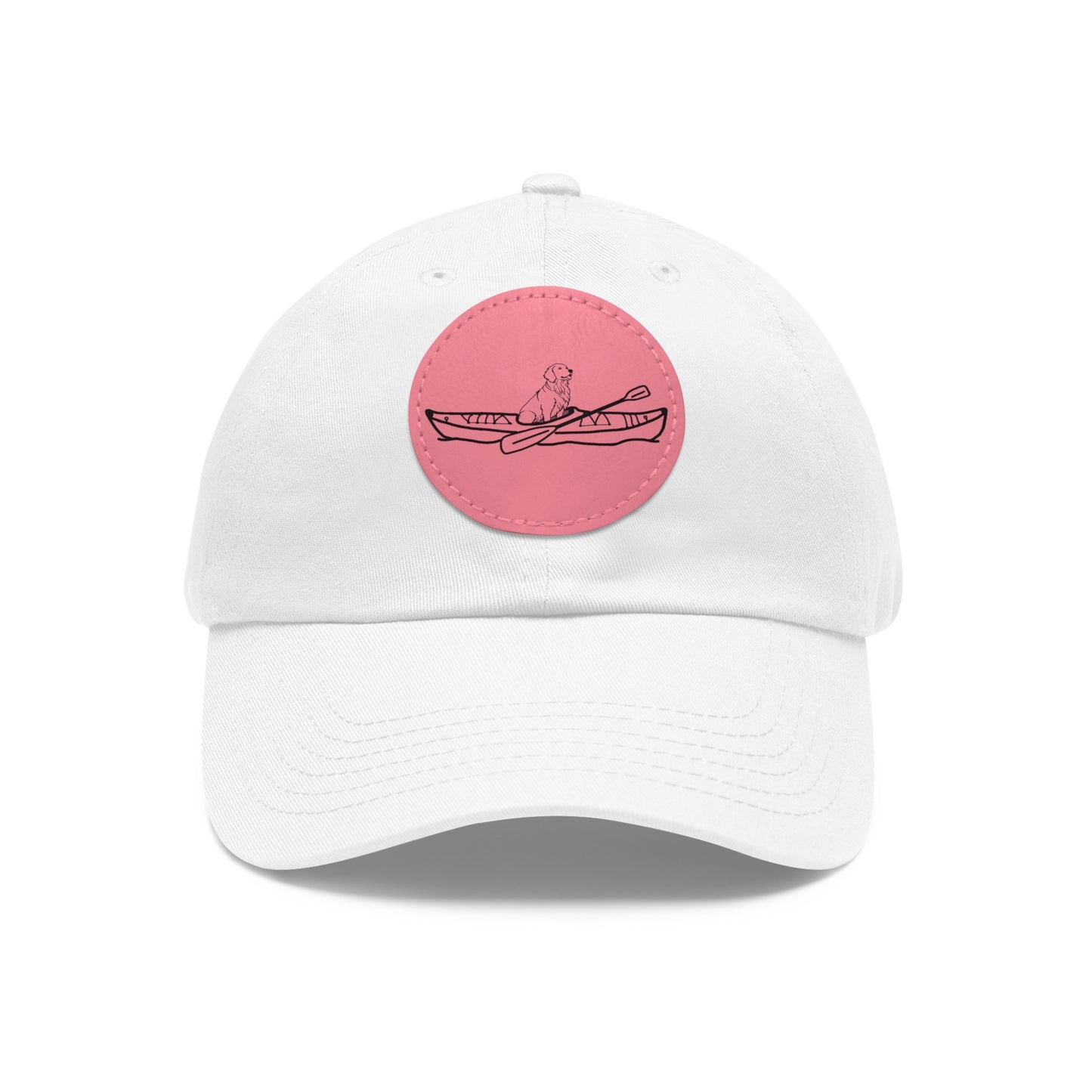 Kayak Dog Golden Retriever - Dad Hat with Leather Patch (Round)