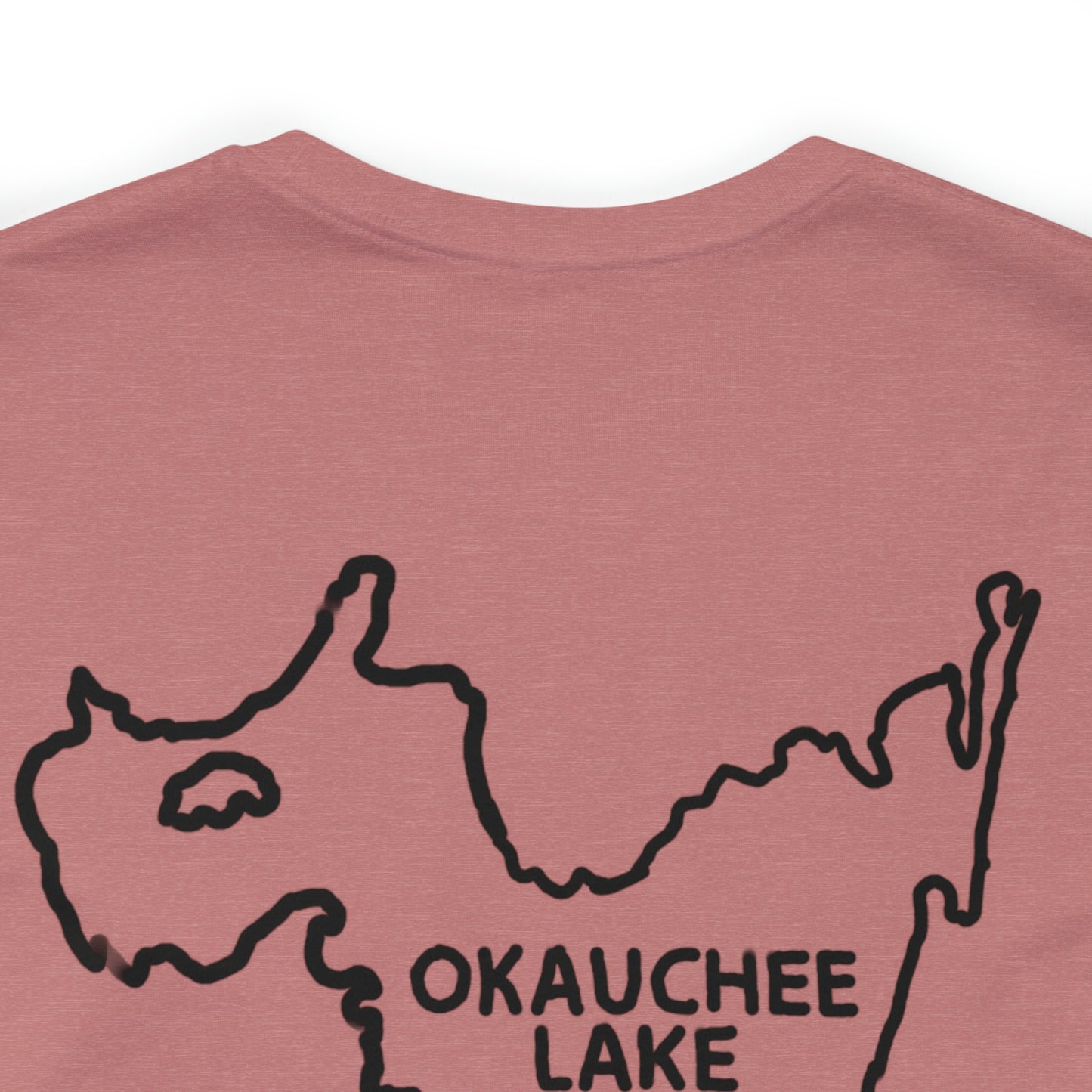 Okauchee Lake, Fishing Off Dock Front - Unisex Lightweight Short Sleeve Tee