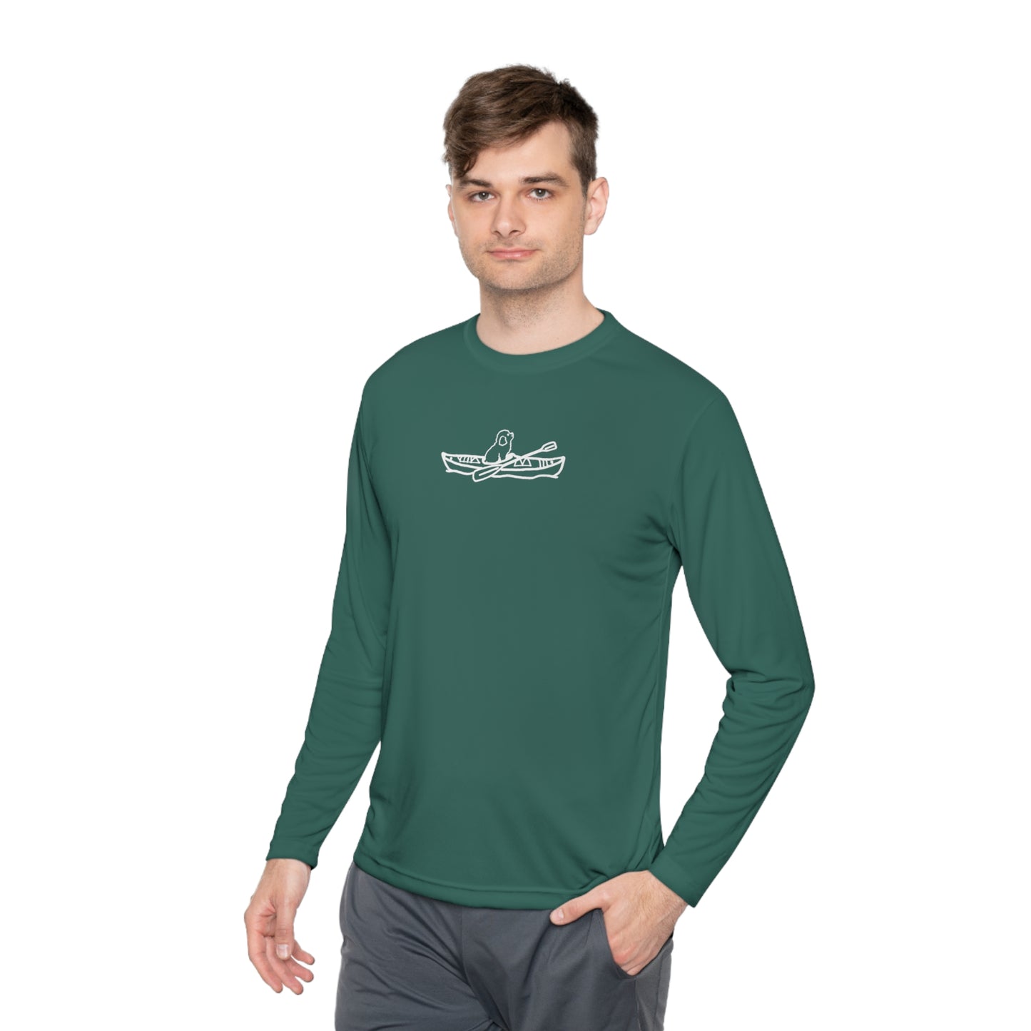 Kayak Dog - Mini Golden Doodle/Toy Poodle - Unisex Lightweight Sport Long Sleeve Tee