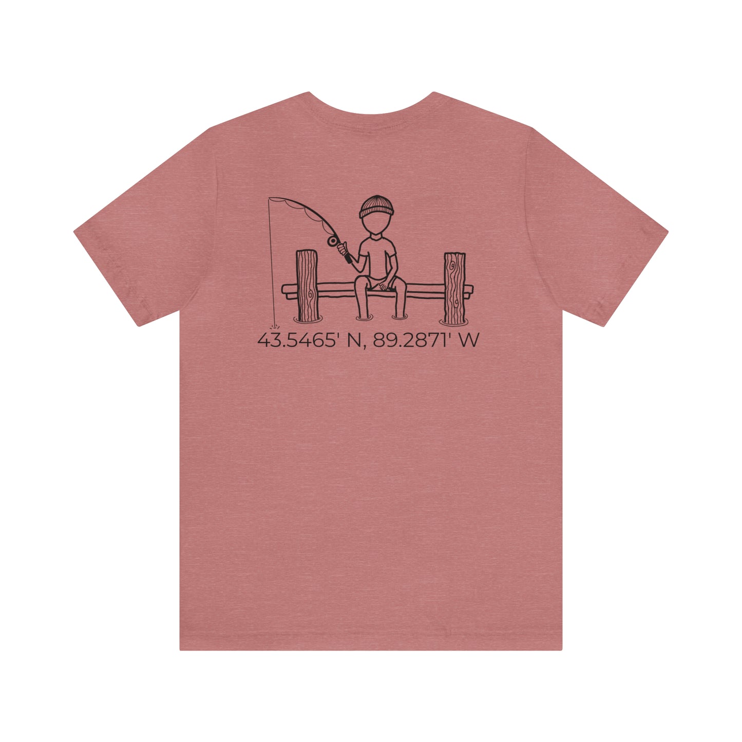 Fishing Off Dock Back - Park Lake Unisex Lightweight Short Sleeve Tee